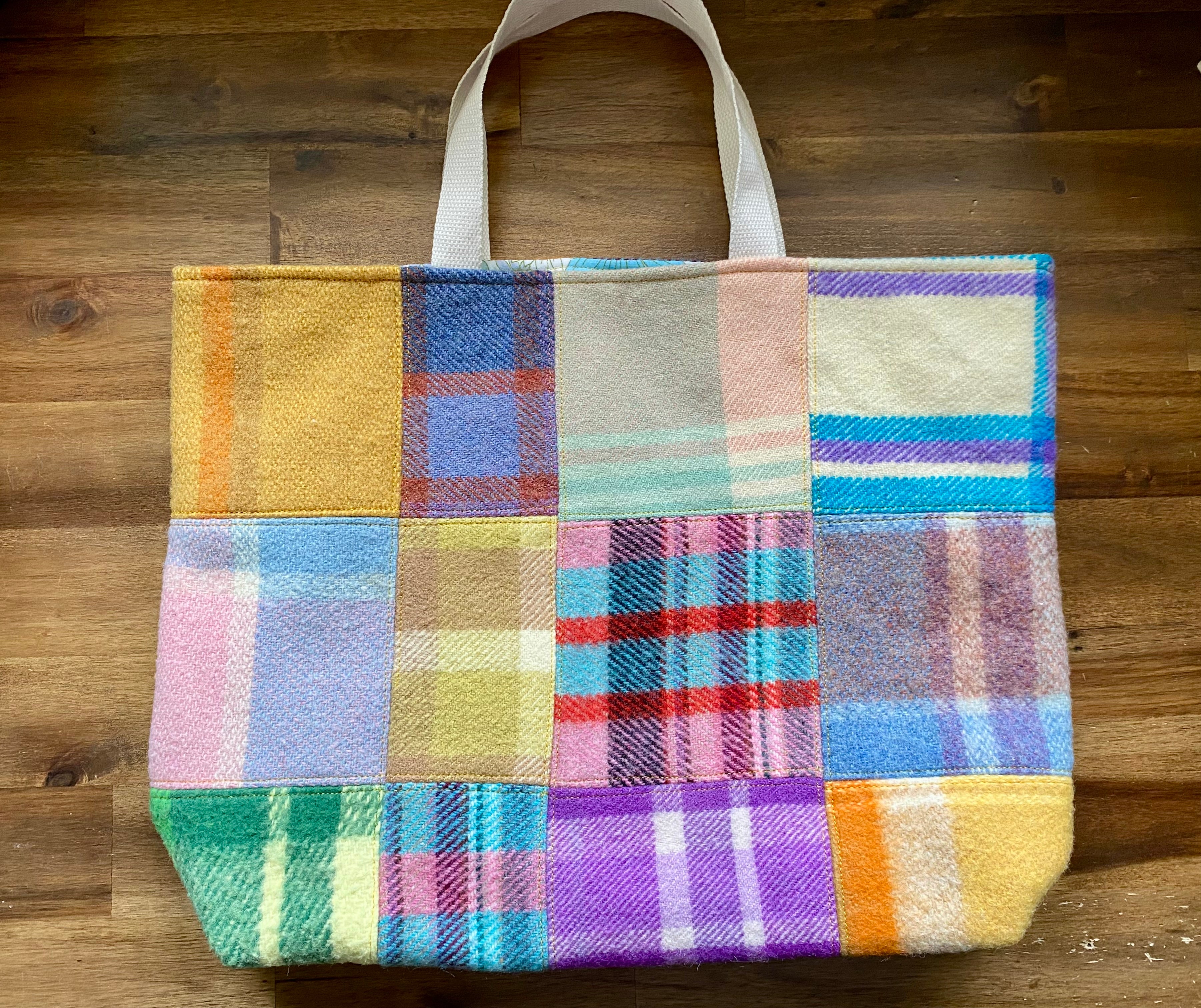 Upcycled Woollen Blanket - Market Tote - Patchwork
