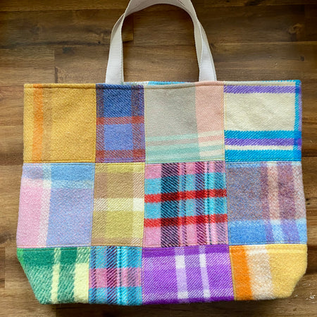 Upcycled Woollen Blanket - Market Tote - Patchwork