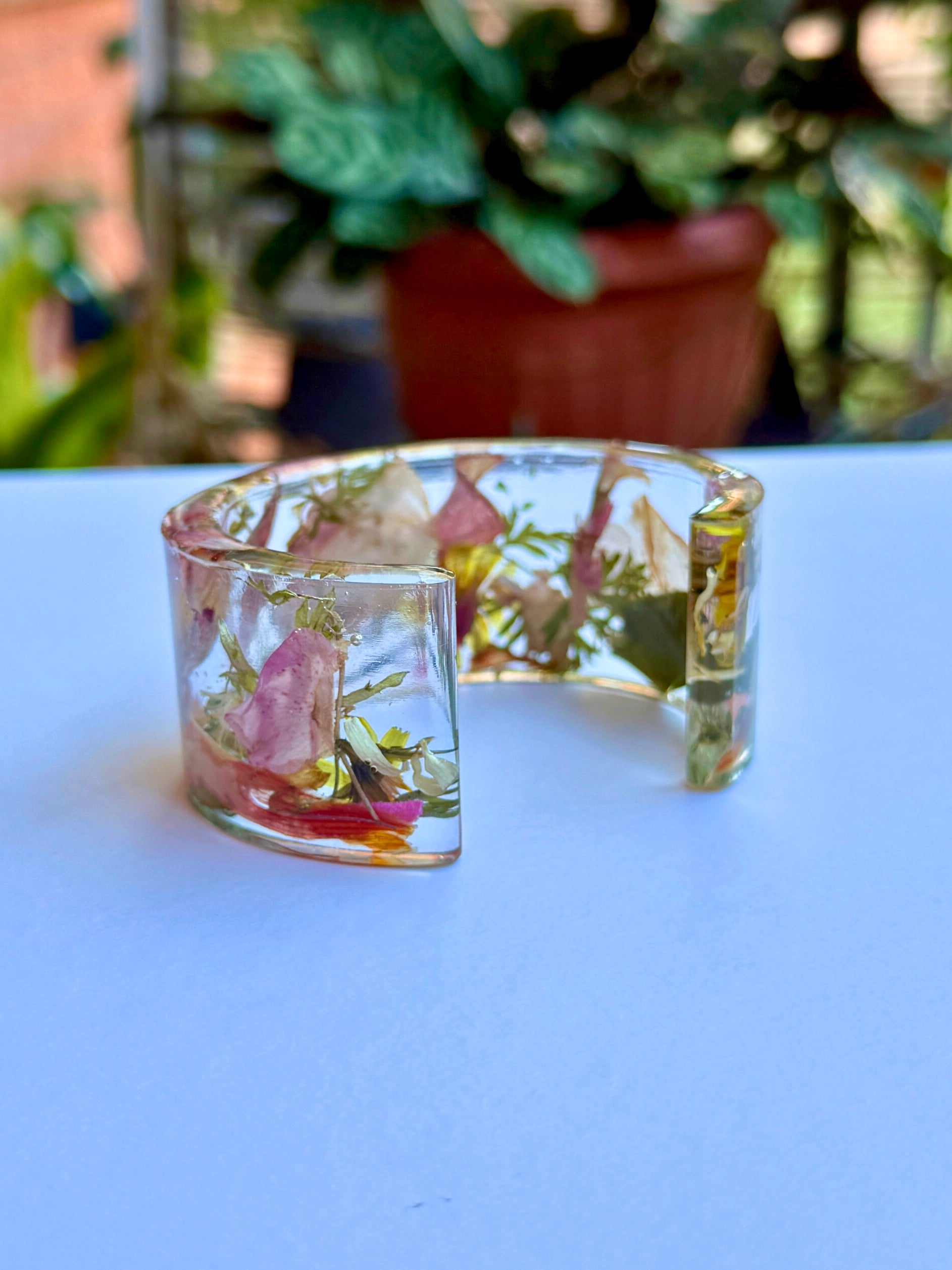 Handmade Pressed Flower Resin Bangle