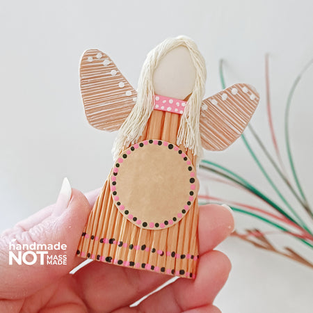 Hello Palm Leaf Angel Ornament Greeting Gift, Place for Message, Handmade by Kantakoru Australia