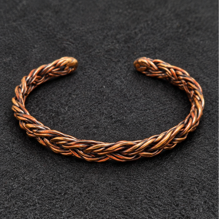 Handmade Intricate Braided Copper Cuff Bracelet B011