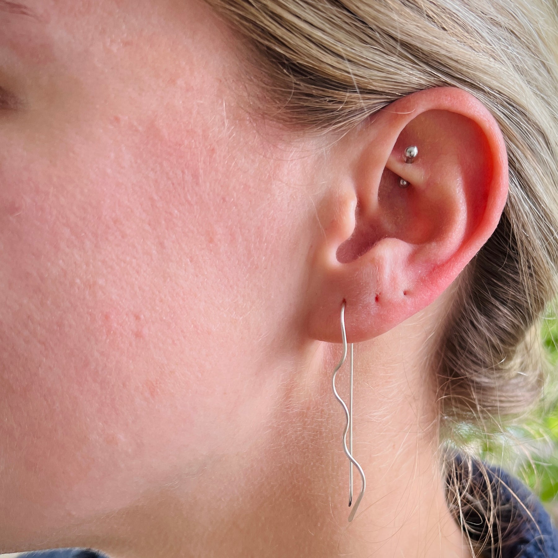 Wild flow threaded Earrings Sterling Silver