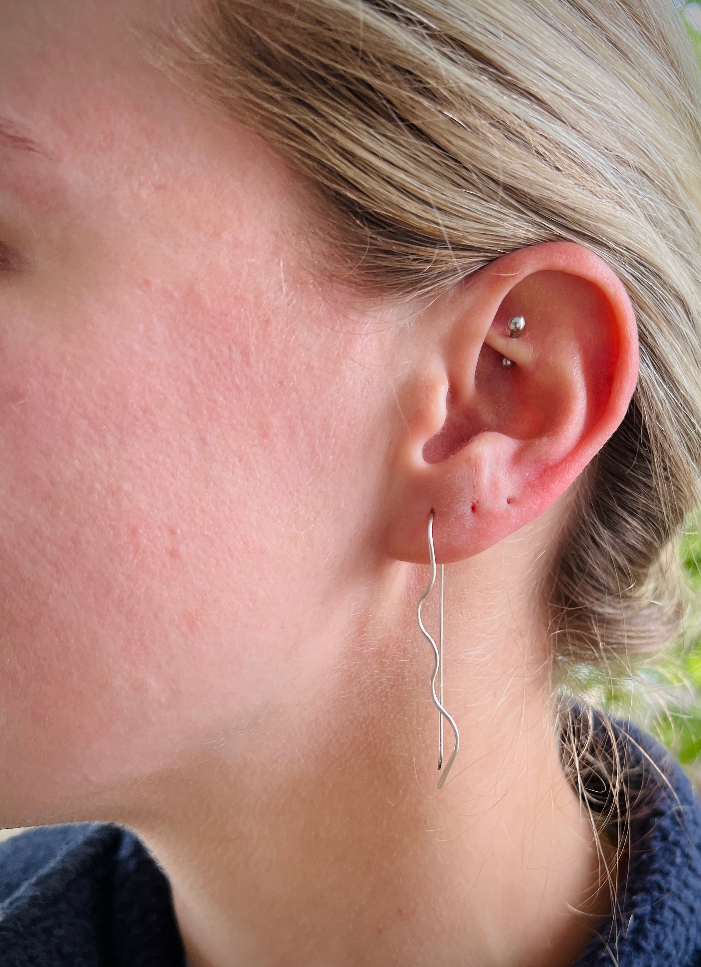 Wild flow threaded Earrings Sterling Silver