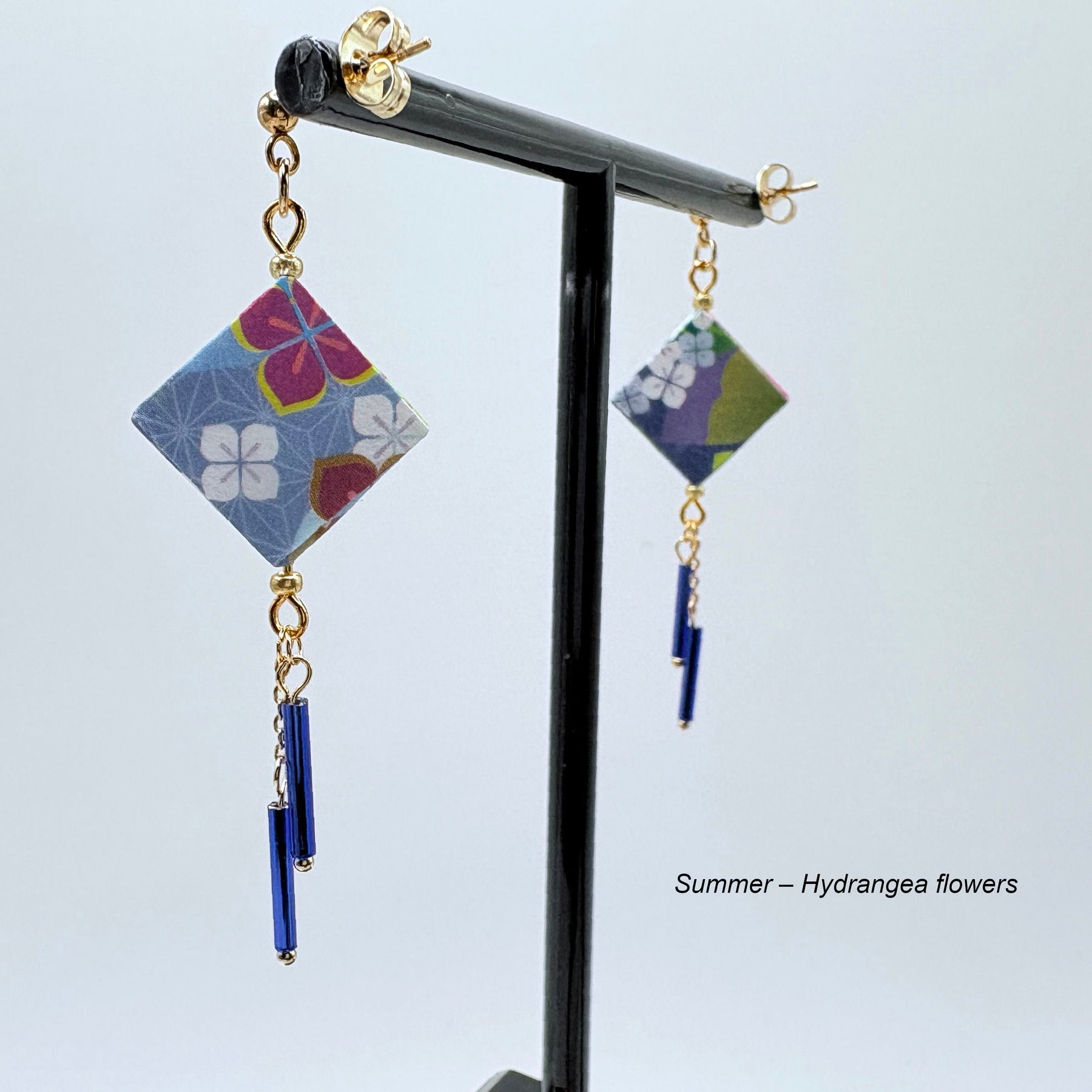 Origami Earrings – Botanicals of the Seasons – Set of 4.  Japanese Paper Jewellery