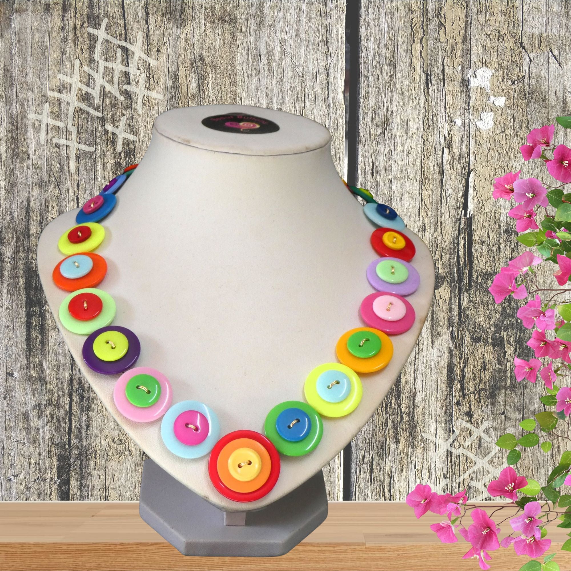 Button necklace - True Colours