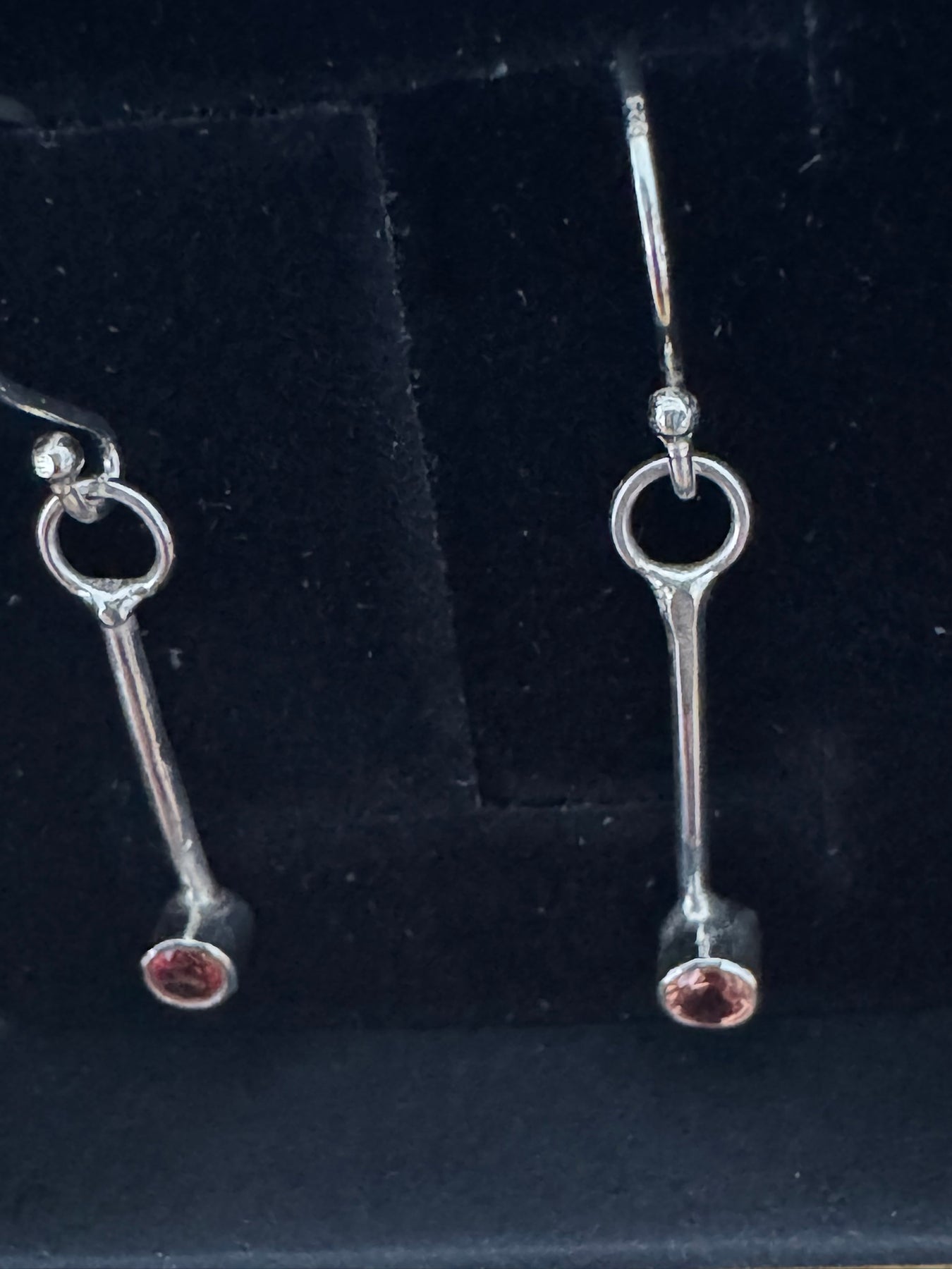 Sterling Silver 925 Lab Grown Padparadscha Sapphire 2cm Drop Earrings Handmade