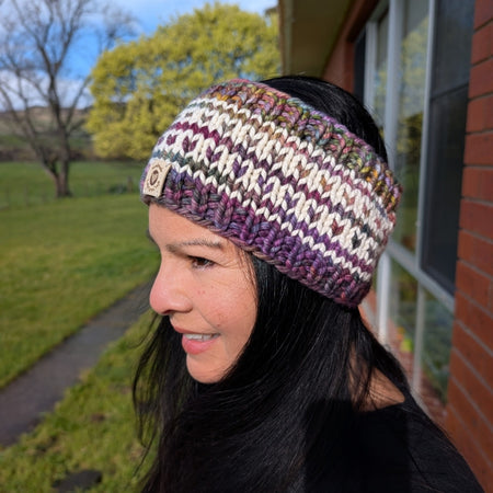 Malabrigo Chunky, Speranza Headband, ear warmers, heart pattern, Merino Wool