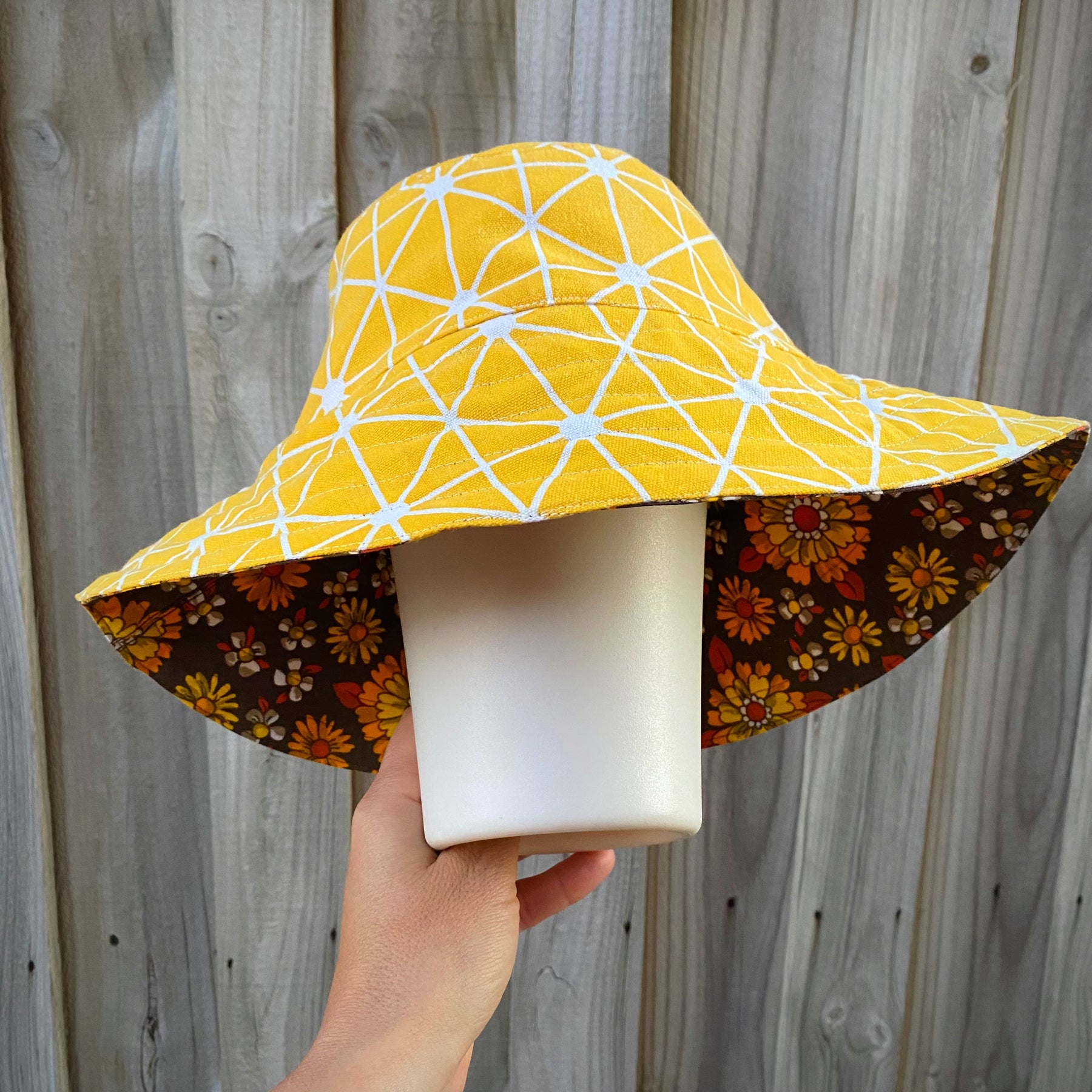 Selection of Reversible Vintage Floral Hat, Adult 55-58cm