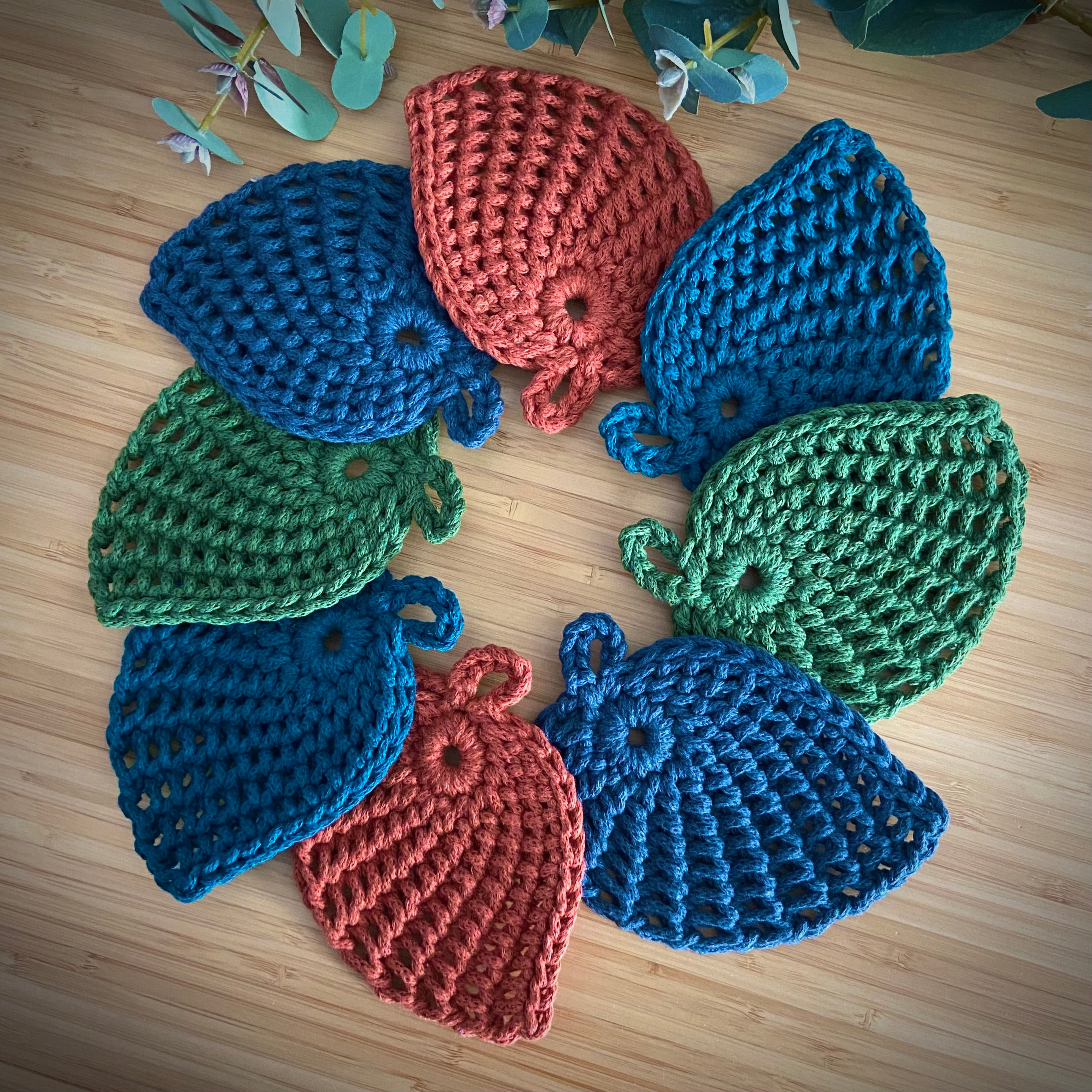 Crochet Leaf Coasters - Set of 4 - Autumn