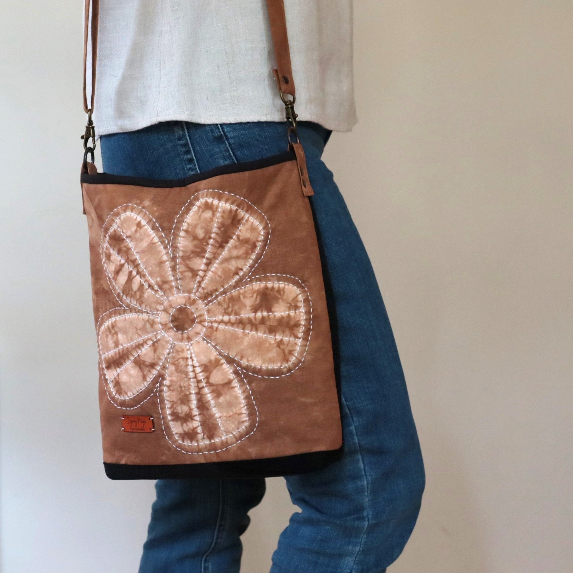 Stitched Shibori Dyed Shoulder Bag, Cross Body Bag