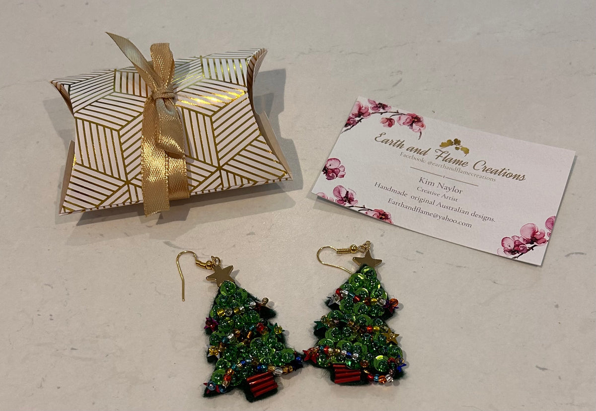 Sparkly Beaded Christmas Earrings