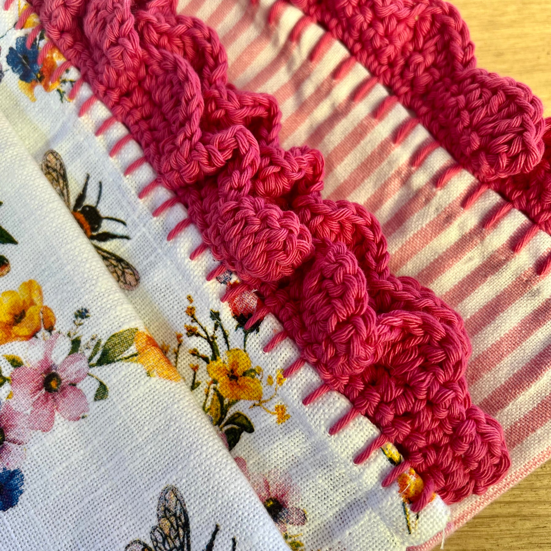 Cotton Tea Towel Set of 2 – Crochet Edge Kitchen Towels