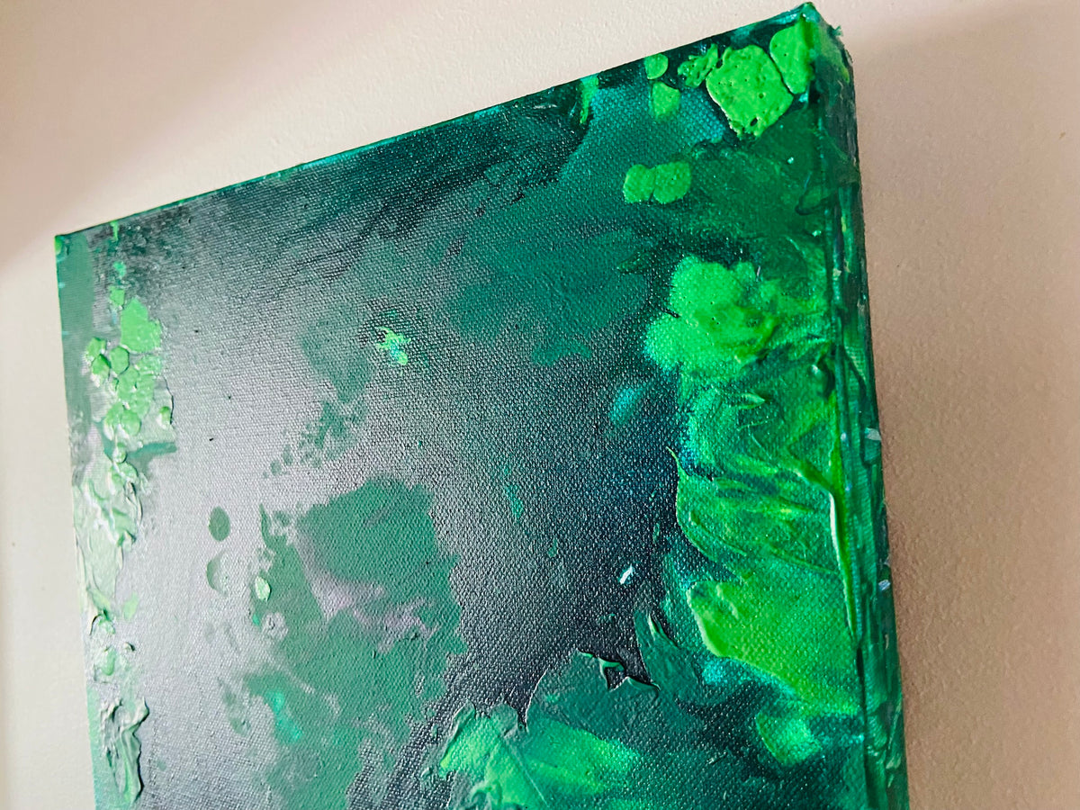 Green Aventurine Wall Art Original Abstract Acrylic Canvas Painting