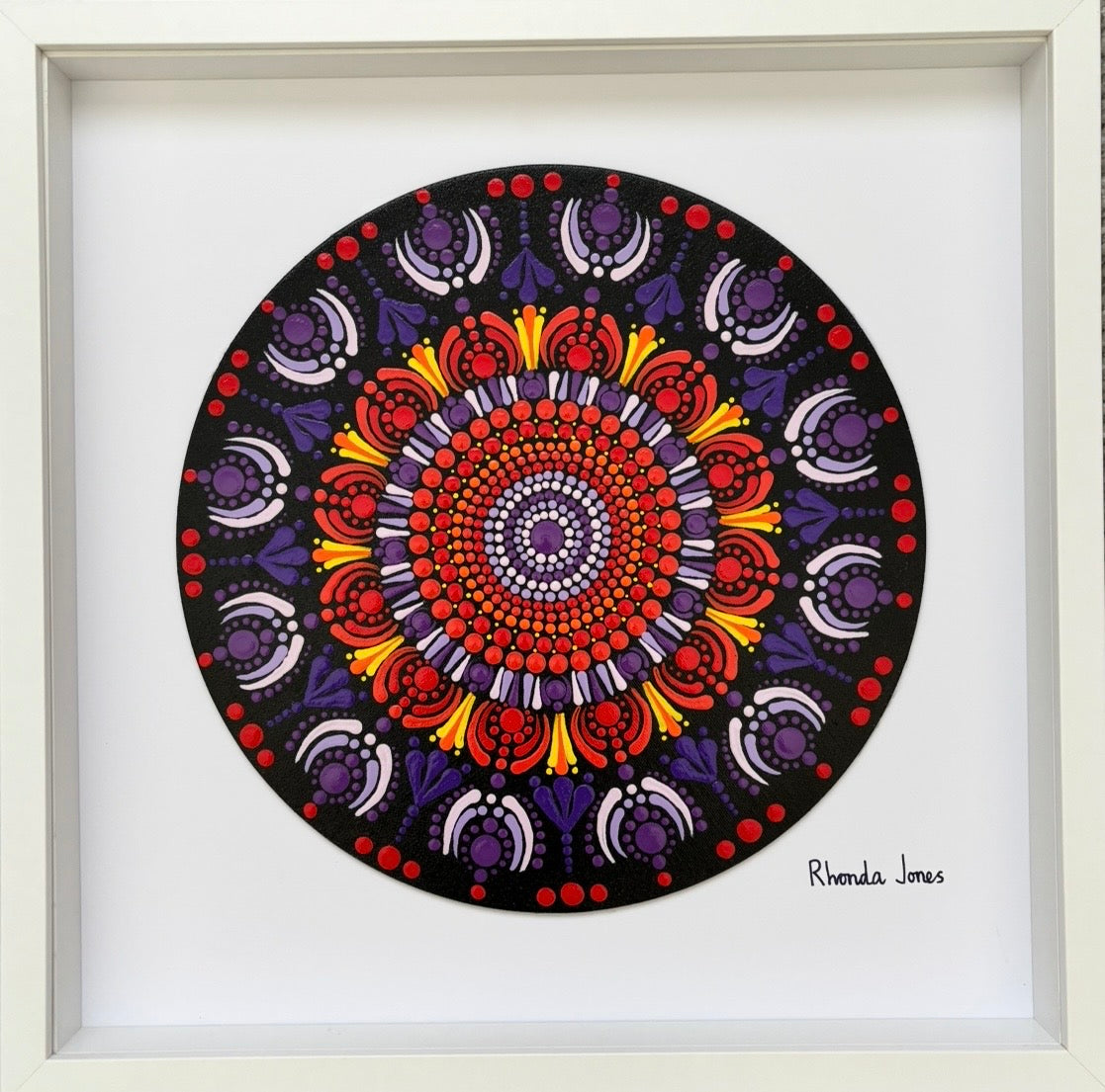 Sunset Amethyst Acrylic Hand-dotted Mandala