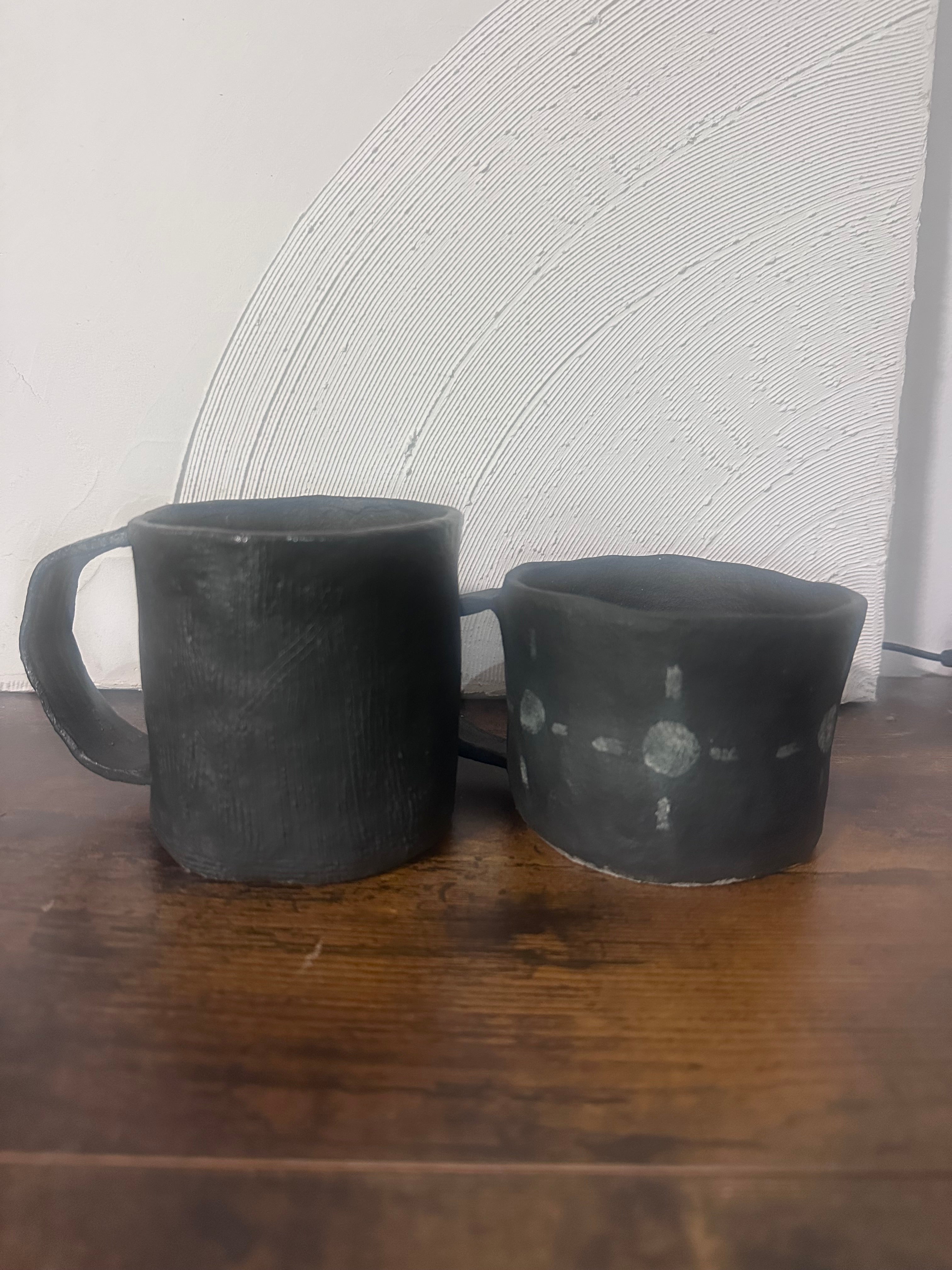 Matte Black with Sun Motif Mug