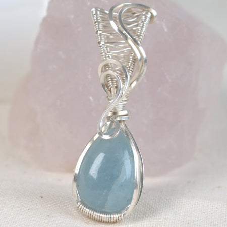 Wire Wrapped Aquamarine Keepsake Pendant