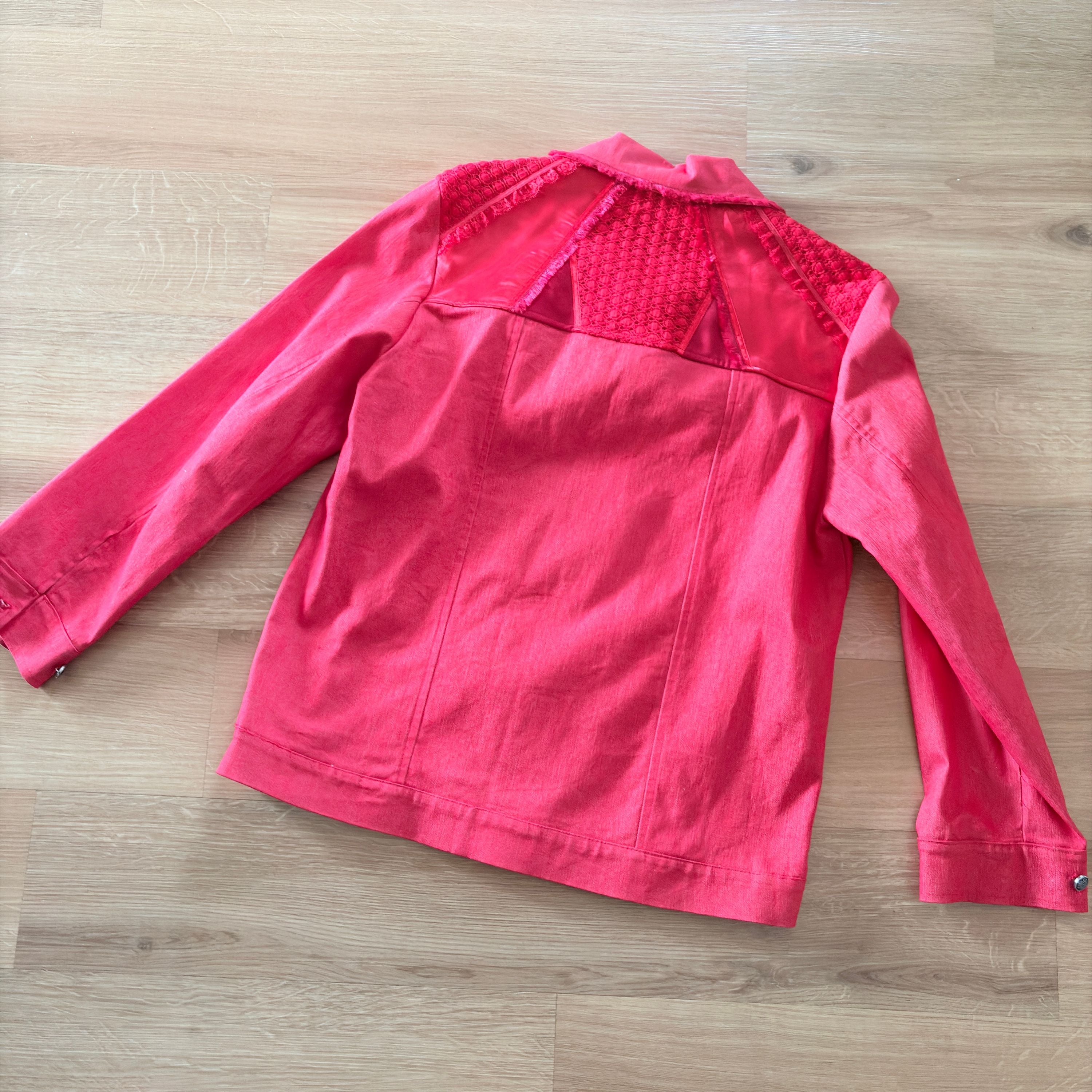 Romantic Red Stretch Denim Jacket