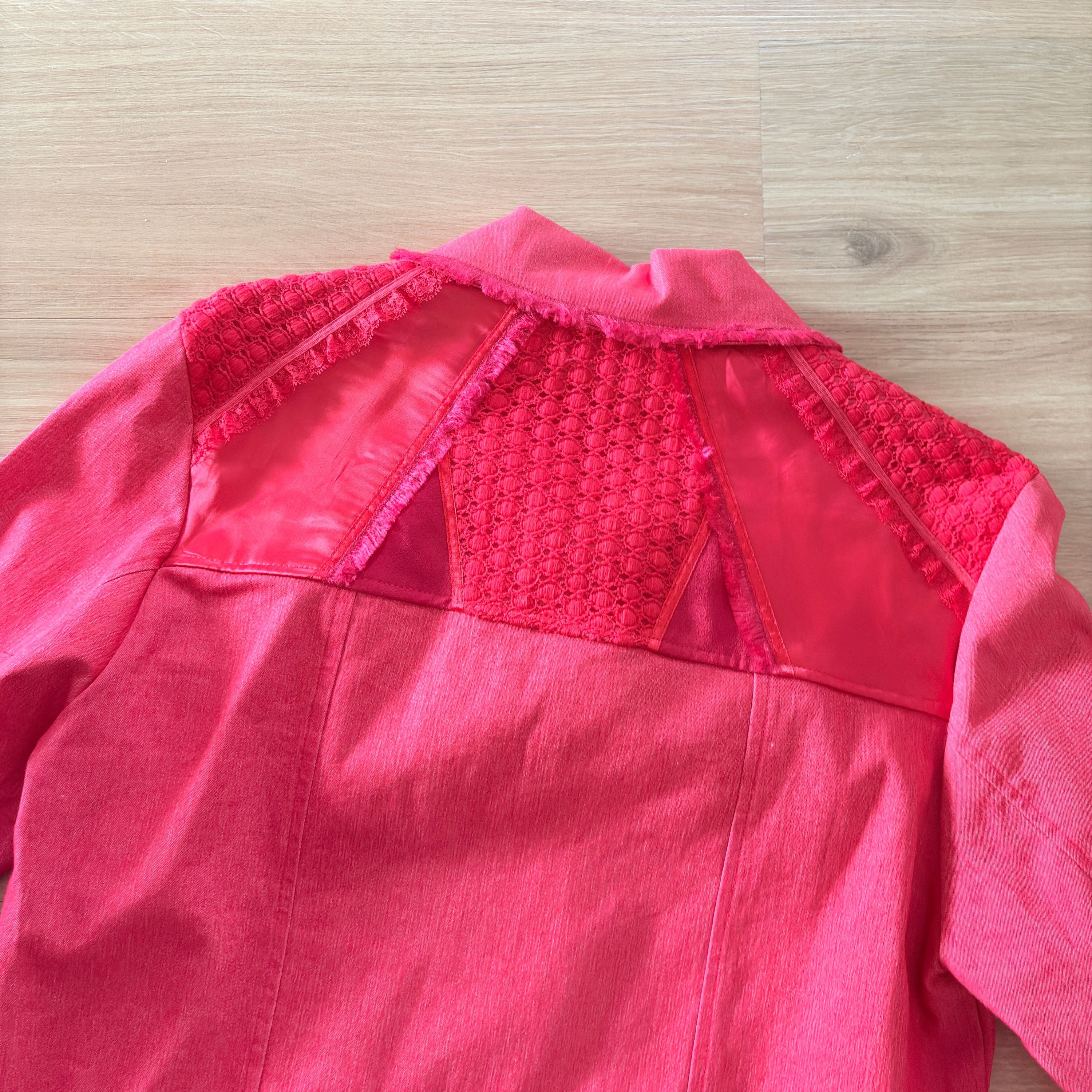 Romantic Red Stretch Denim Jacket