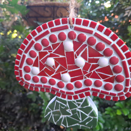 Mushie Mushroom Ceramic & Glass Mosaic Wall Hanging | Handmade Wall Art