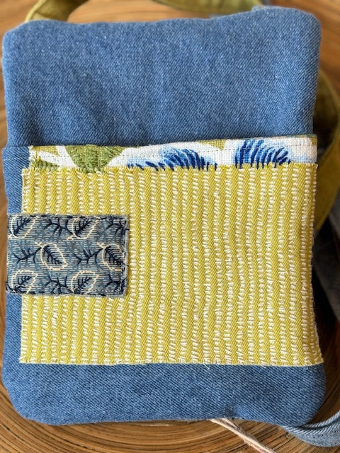 Crossbody Bag - Unique - Embroidered - Textile Art - Collage