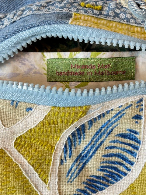 Crossbody Bag - Unique - Embroidered - Textile Art - Collage