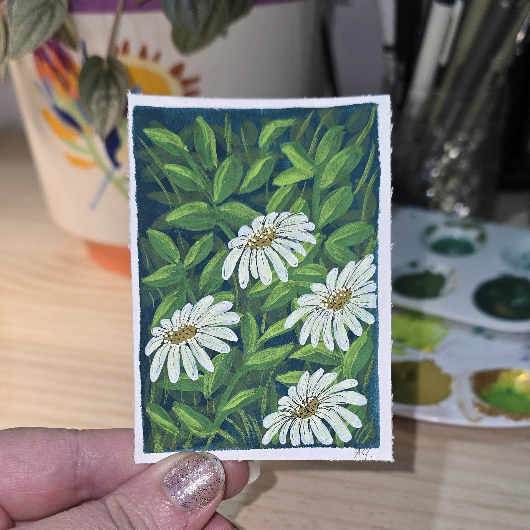 ACEO "Daisies #1" Mini Gouache 2.5x3.5 inches