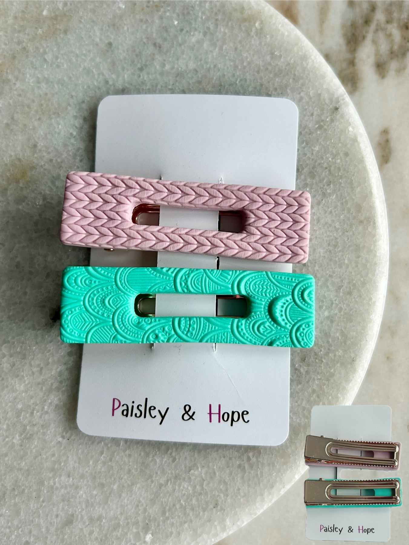 Polymer Clay Hair Clip - pack of 2 - Choose colour/design