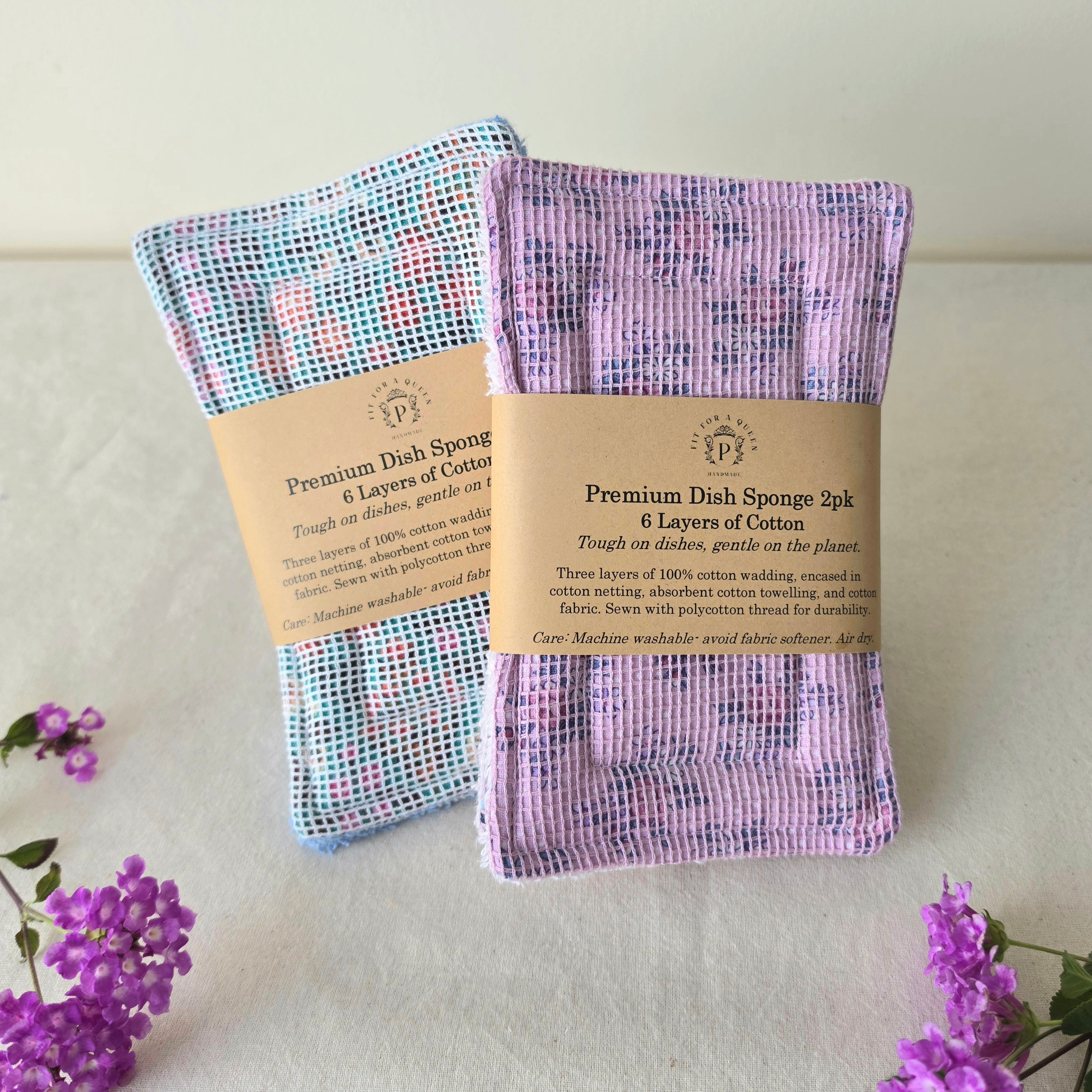 Premium 6 layer Reusable Cotton Scrubby Sponges 2pk