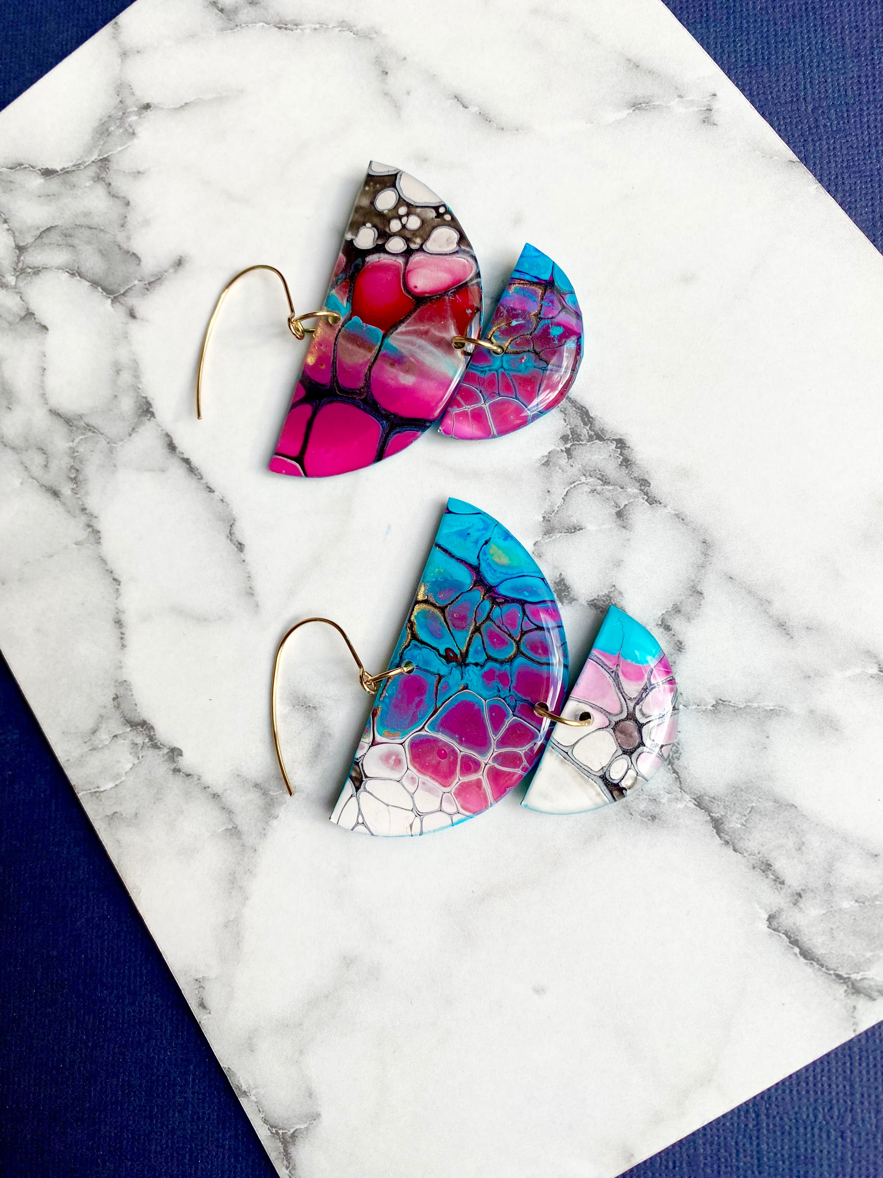 Magenta Turquoise Wearable Art Colourful Lightweight Earrings