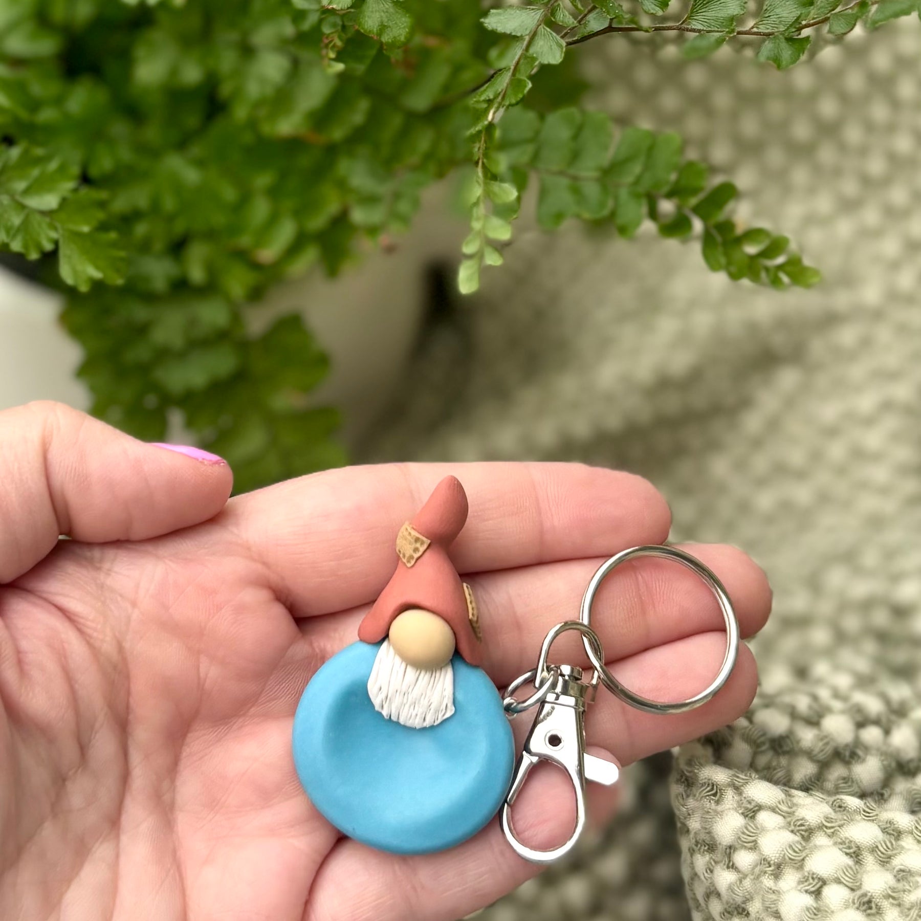 Gnome Stone - Terracotta and blue