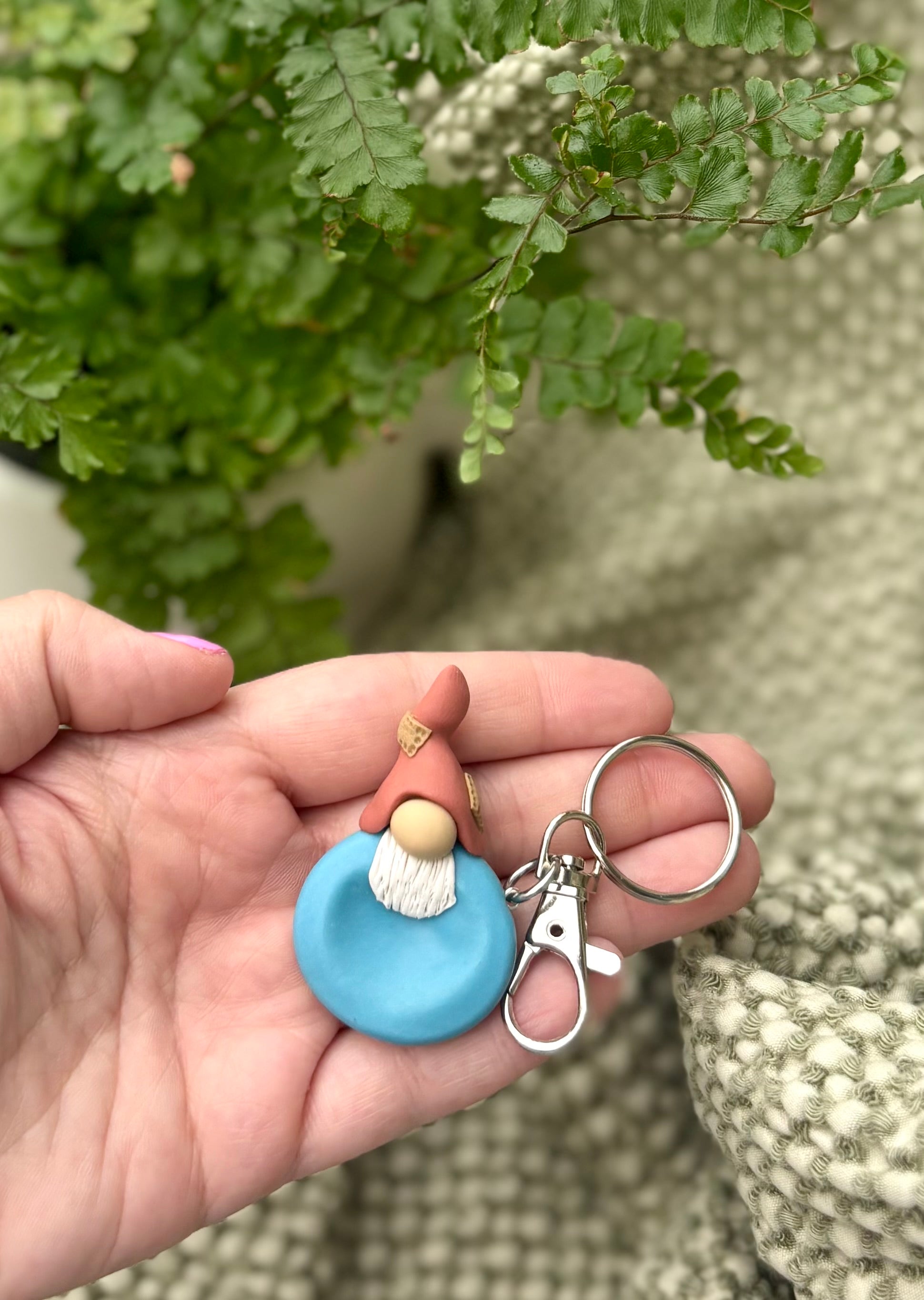 Gnome Stone - Terracotta and blue