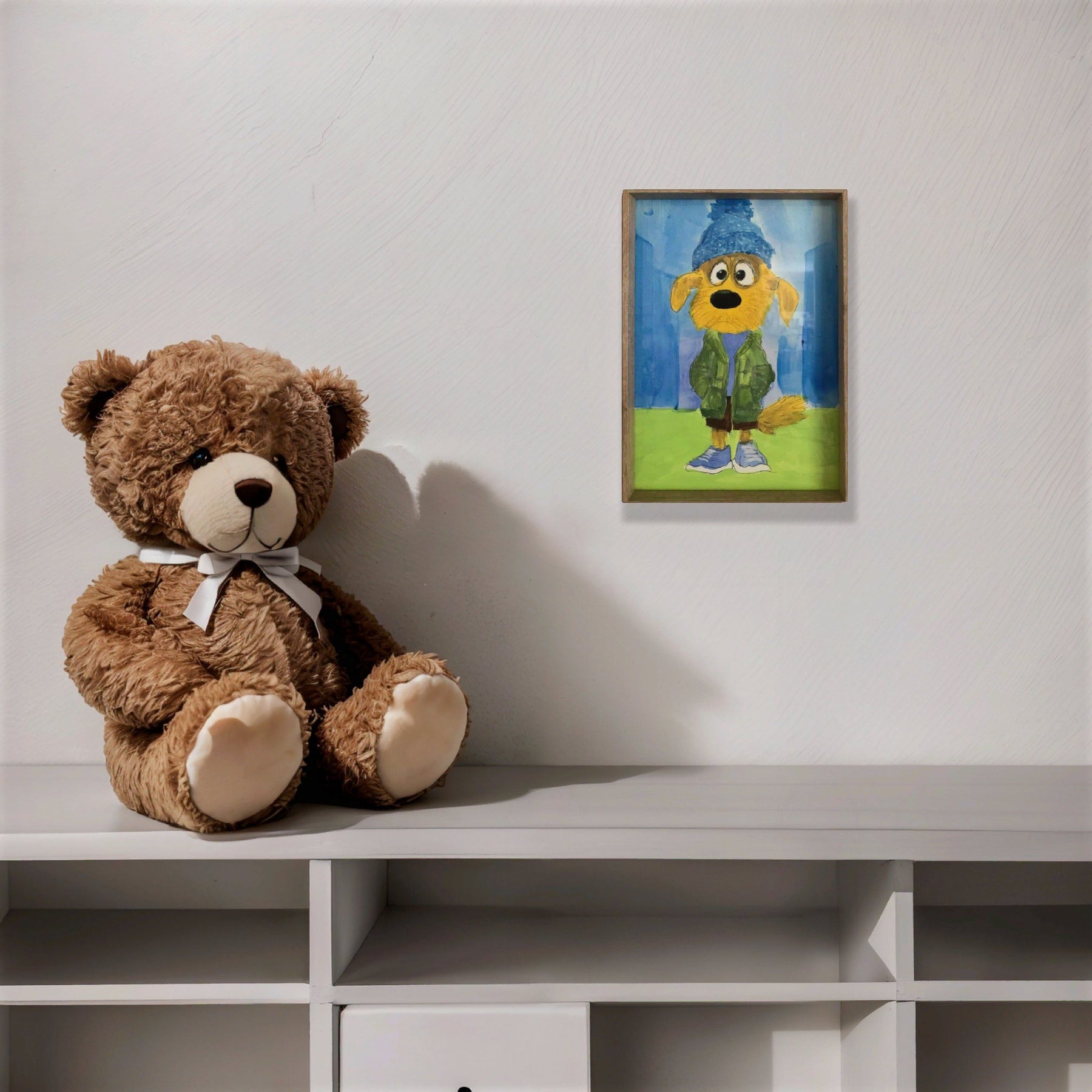Dog In Beanie-Acrylic Framed Wall Art