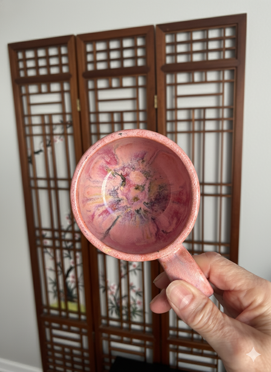 Handmade Ceramic Pink, Drip-Glaze Mug