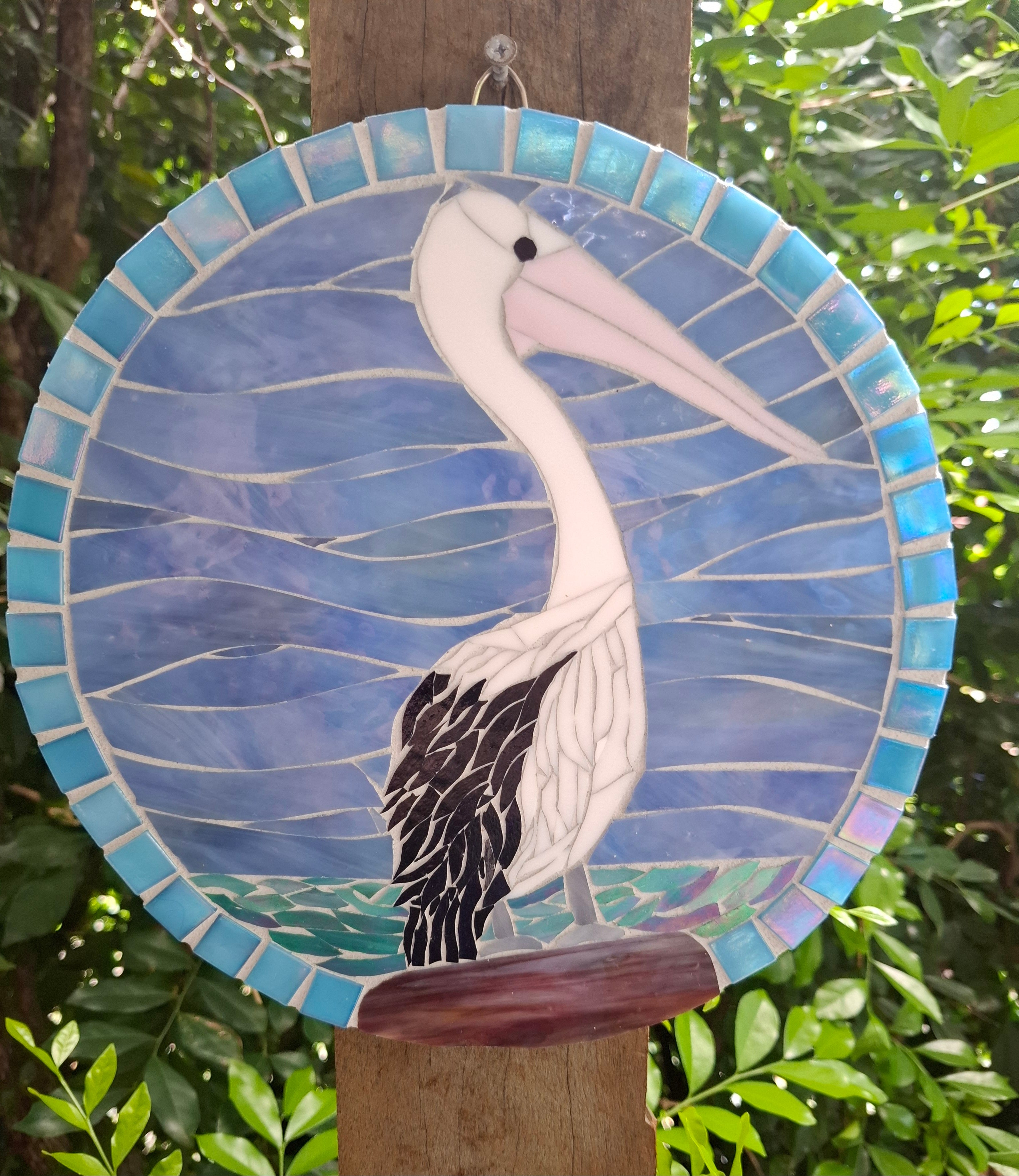 Fabulous Stained Glass Mosaic Pelican