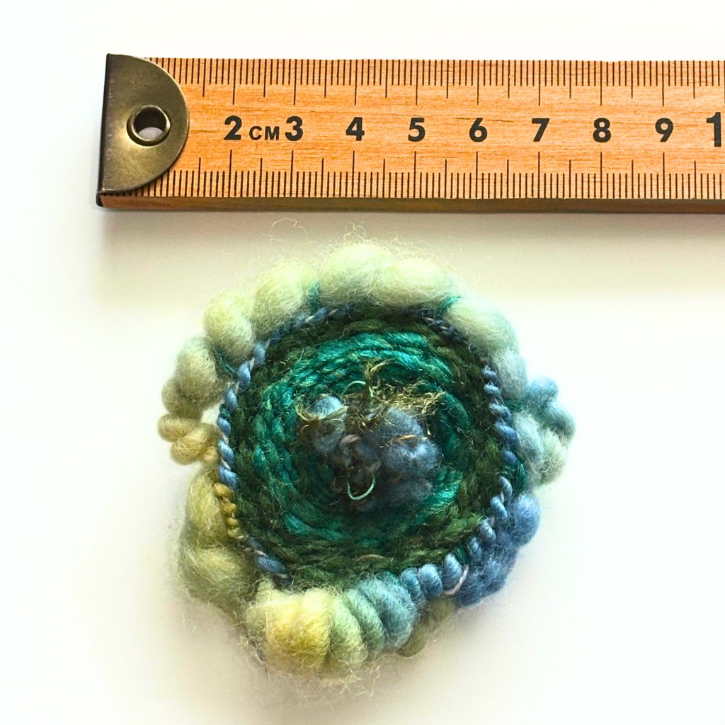 Handwoven Brooch - Green And Blue
