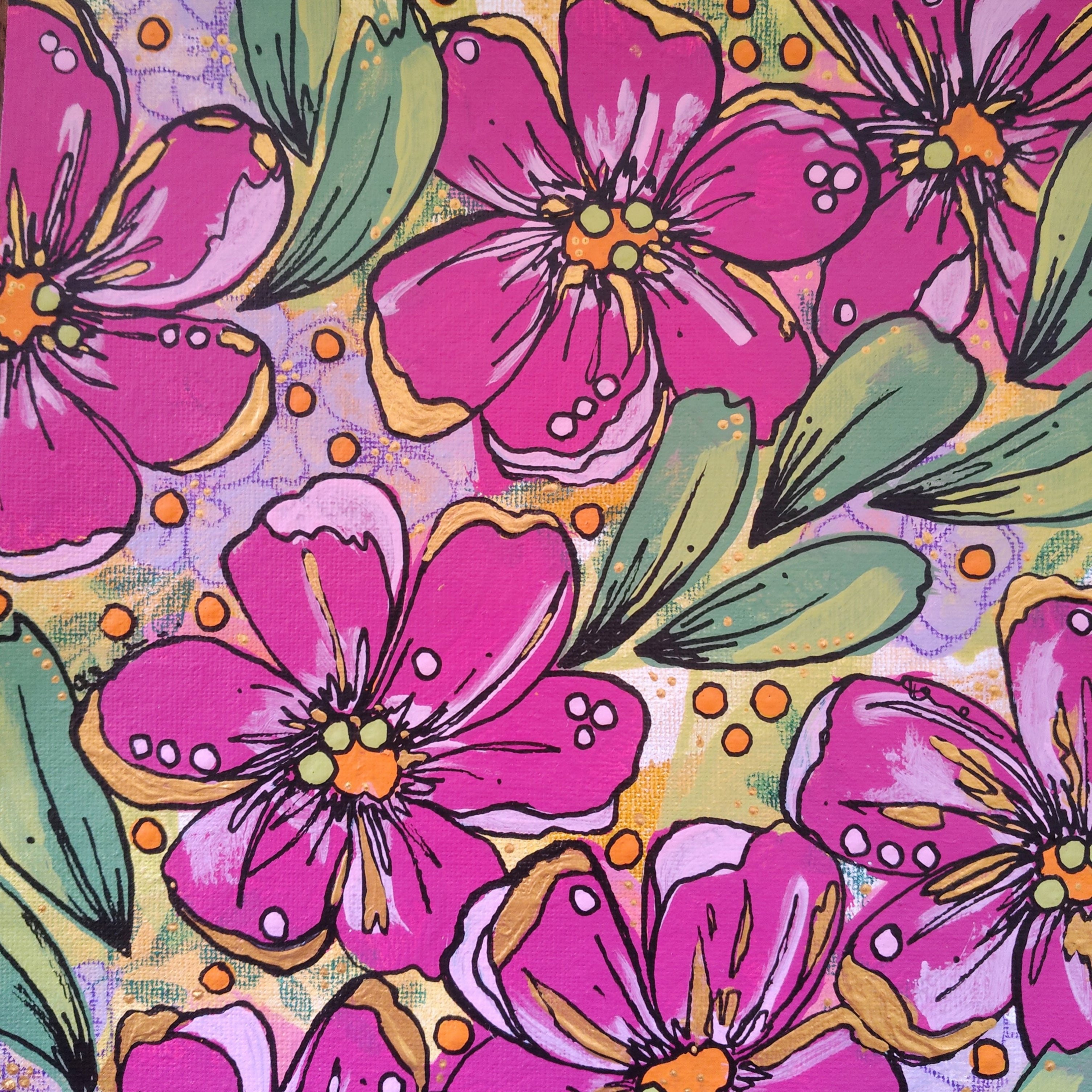 A4 Origianl Art - "Playing with Flowers" - Series #1 - Abstract Art