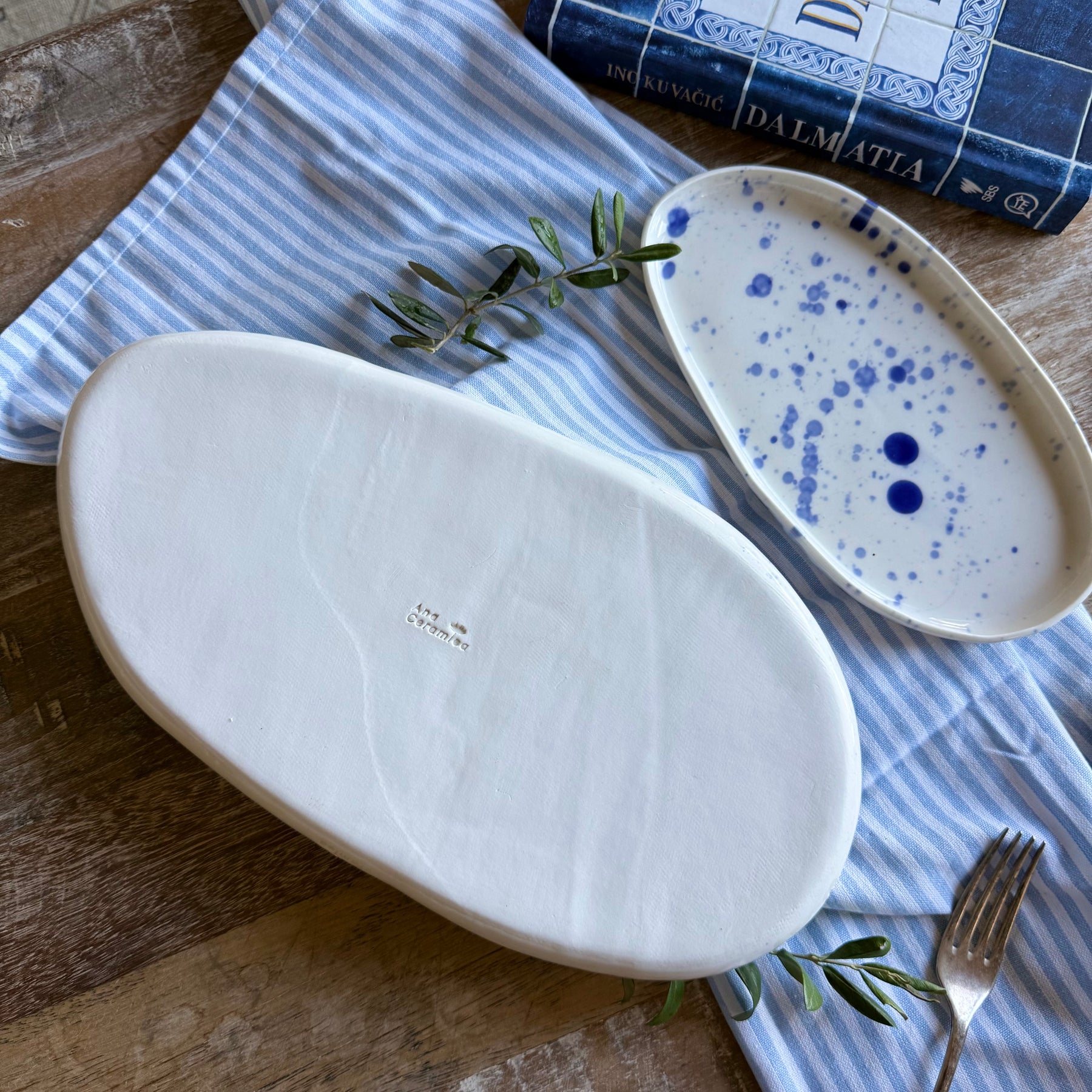 Ink Porcelain Serving Platters | Indigo Stories Collection | Blue | White