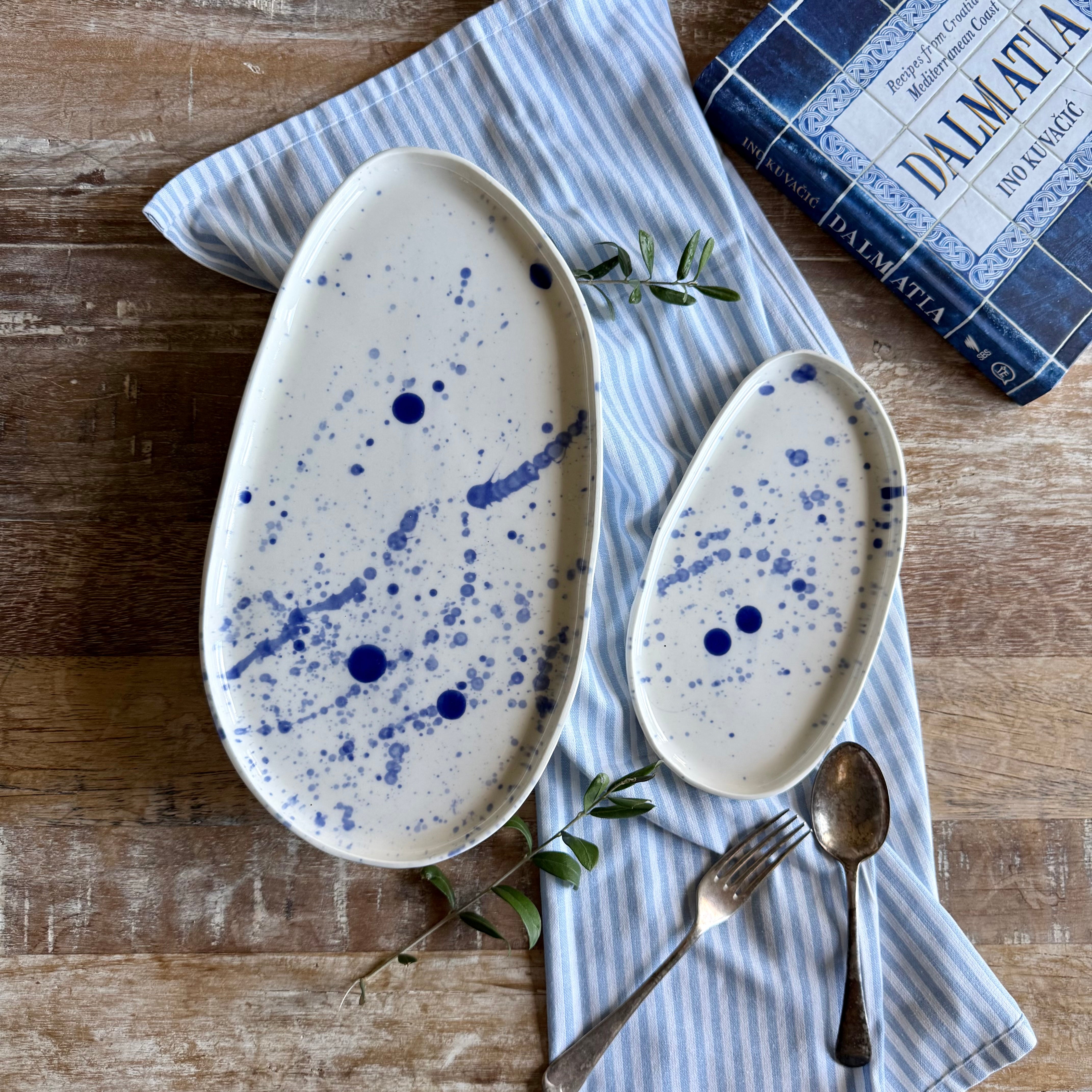 Ink Porcelain Serving Platters | Indigo Stories Collection | Blue | White