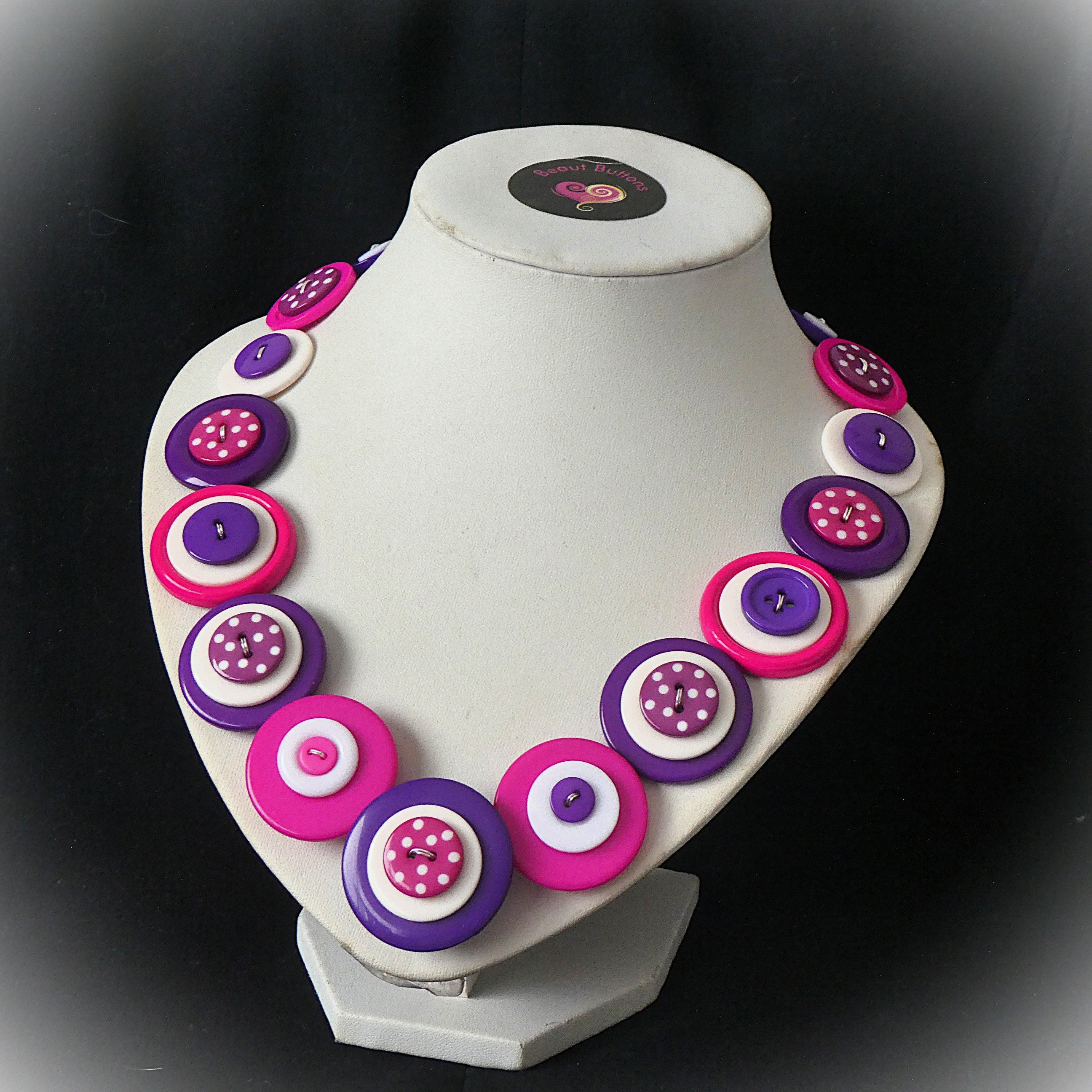 Button necklace and earrings - Lots of Spots