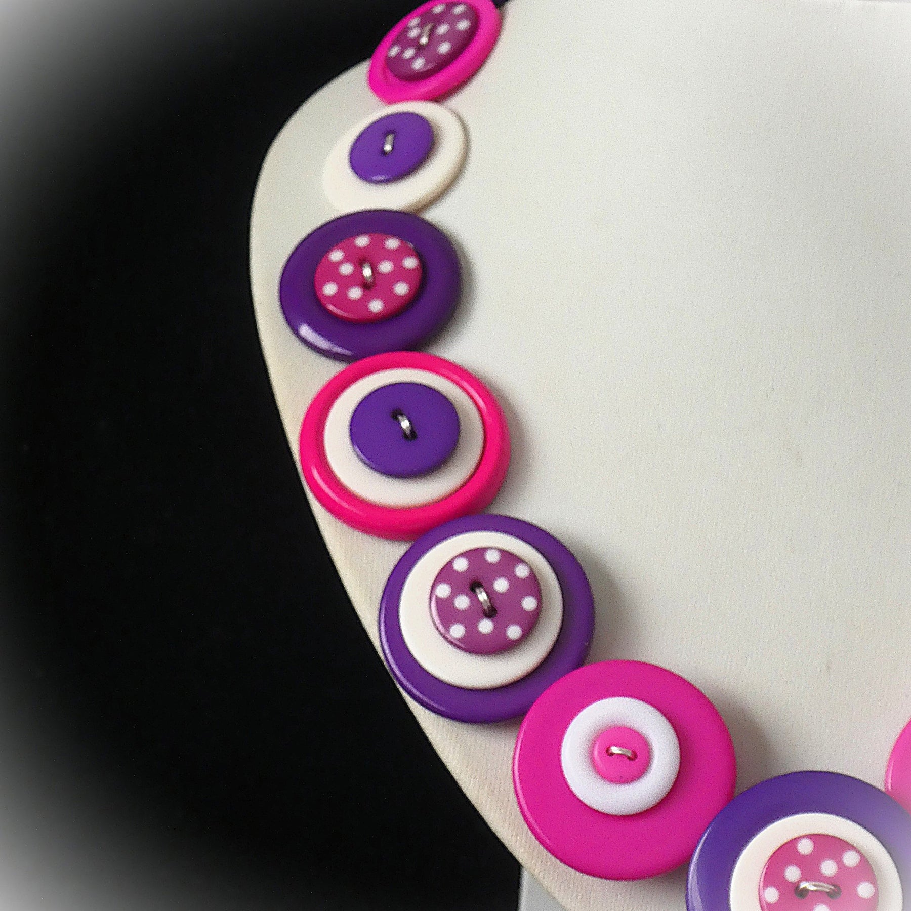 Button necklace and earrings - Lots of Spots