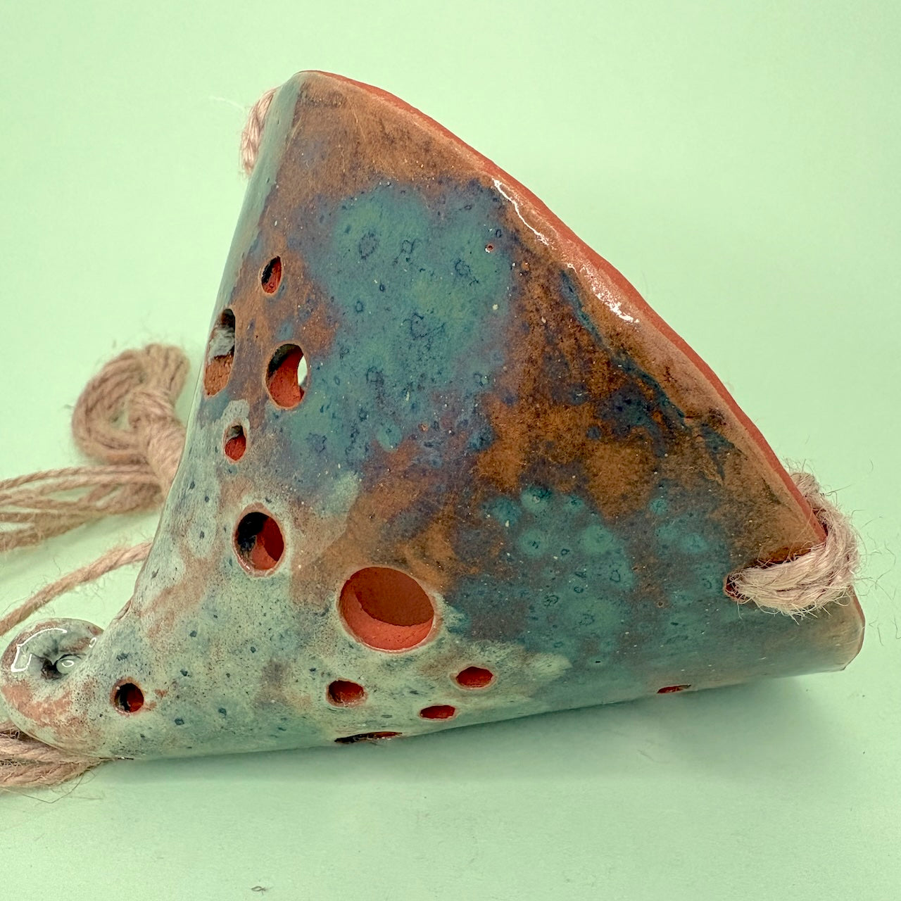 Ceramic hanging shallow cone orchid pot