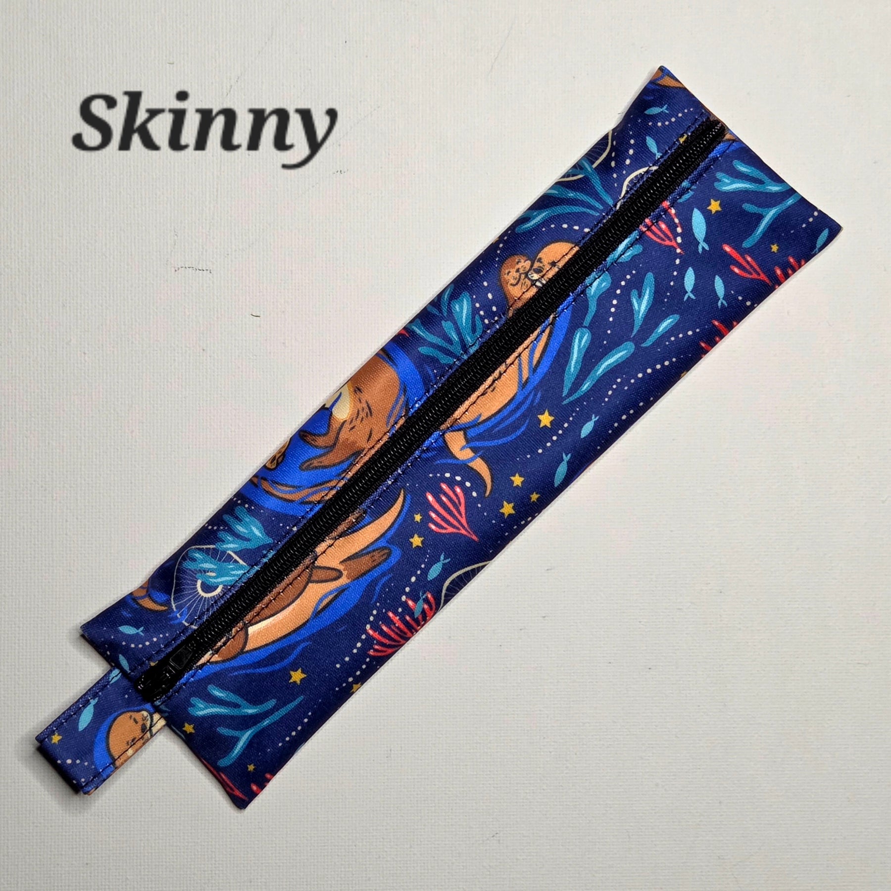 SKINNY Wet Bag, Cute Otter Fabric, 20cms x 6cms