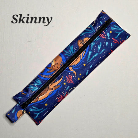 SKINNY Wet Bag, Cute Otter Fabric, 20cms x 6cms