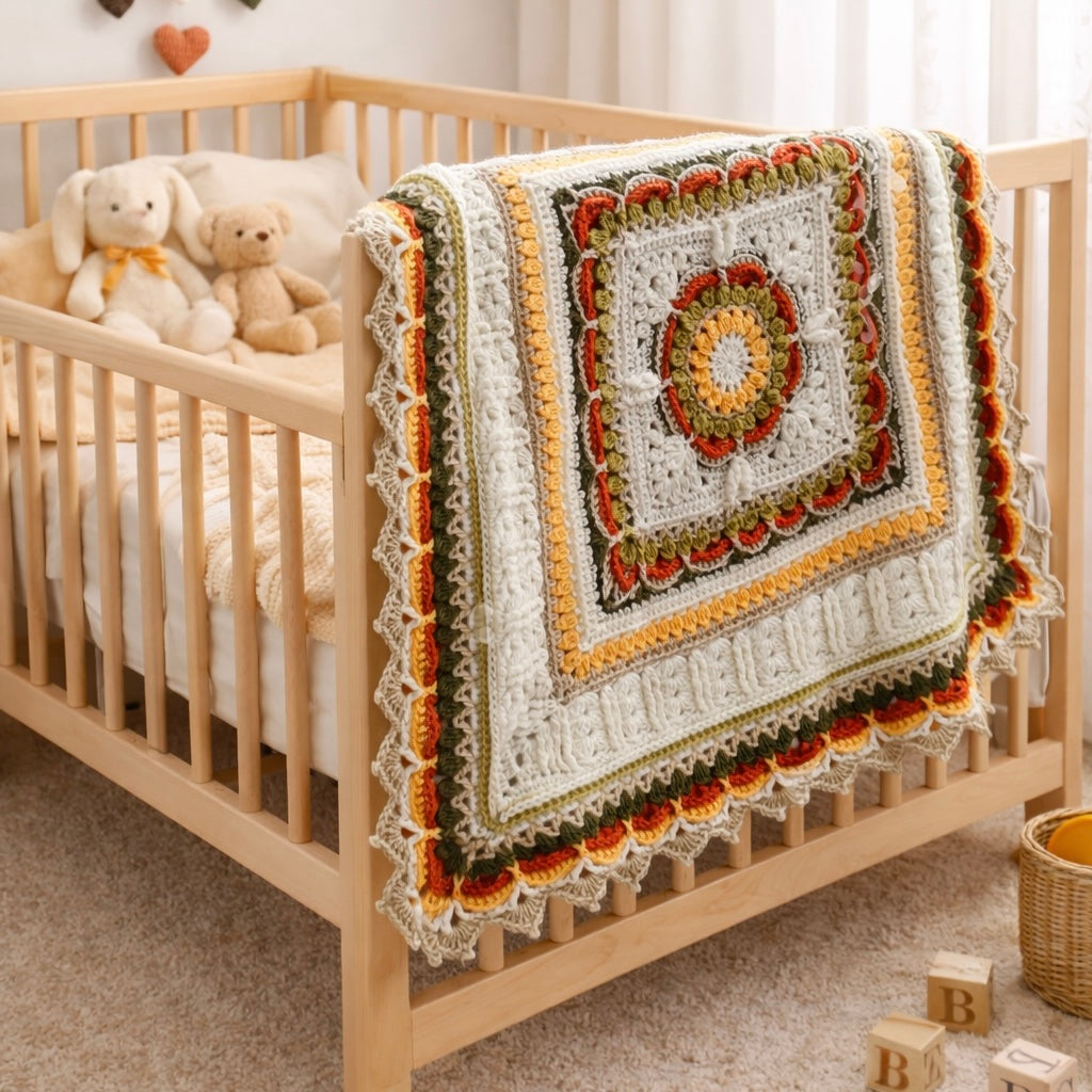 Handmade | Crochet |Heirloom | Baby Blanket | Autumn Whimsy