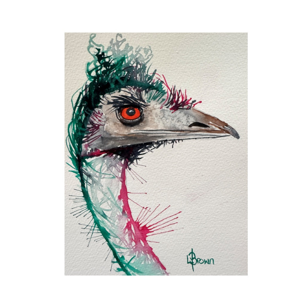 Mini Me #196 Emu Original Watercolour Painting