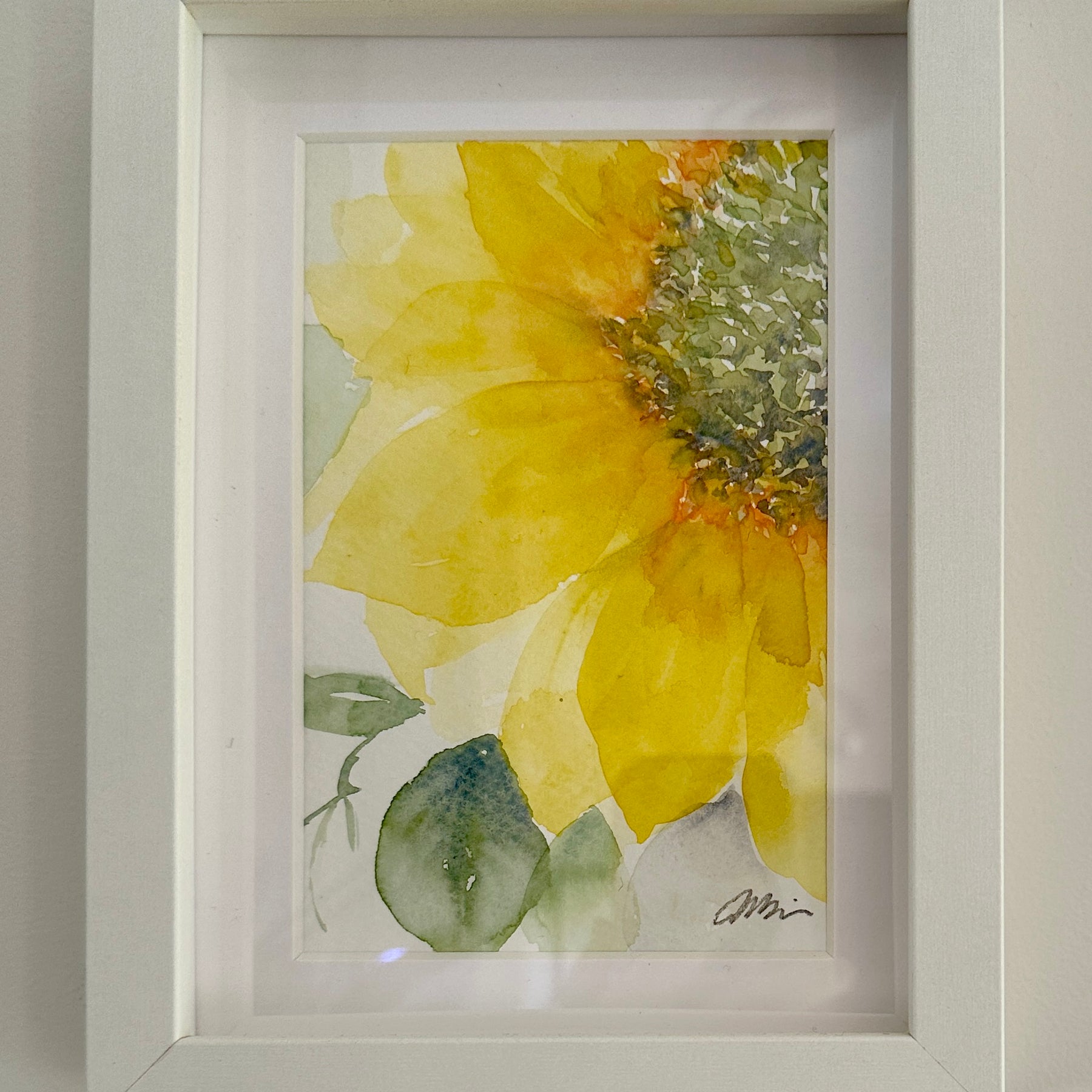 'Sunny Sunflower' original watercolour painting - framed
