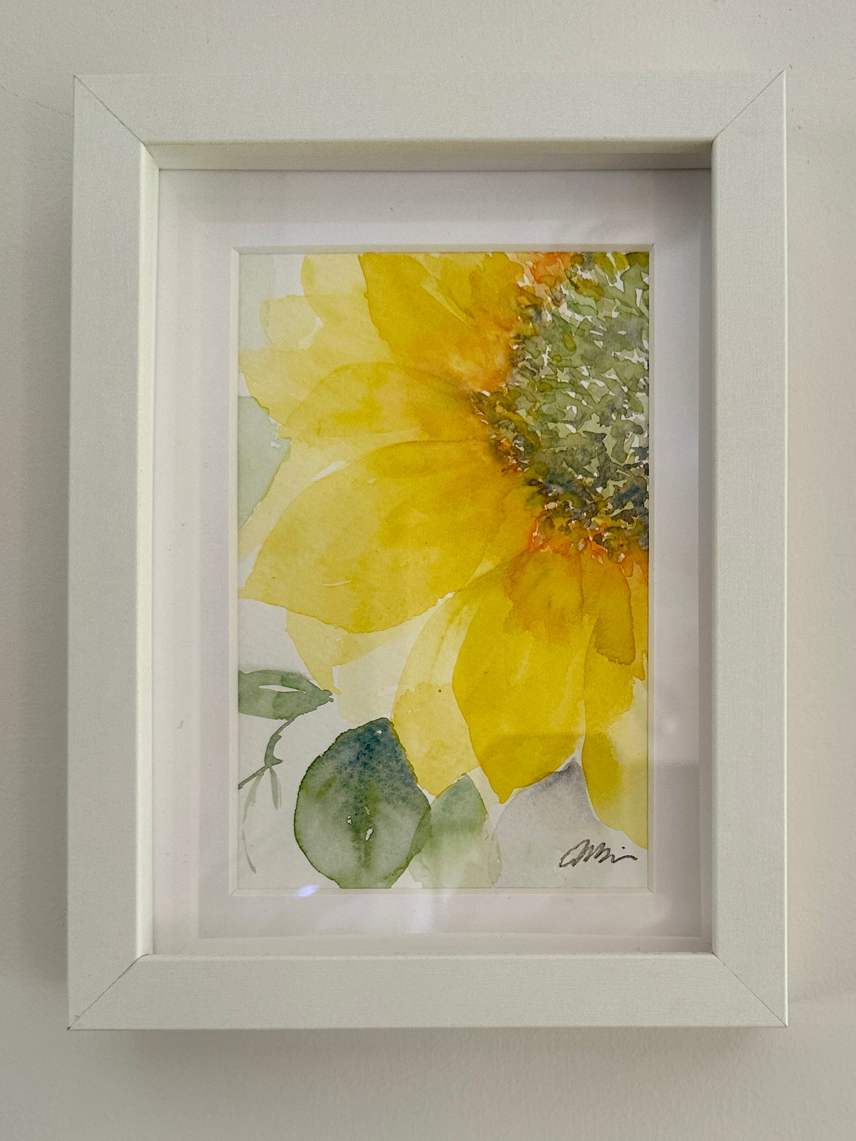 'Sunny Sunflower' original watercolour painting - framed