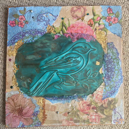 Shabby chic, copper artwork , wall hanging
