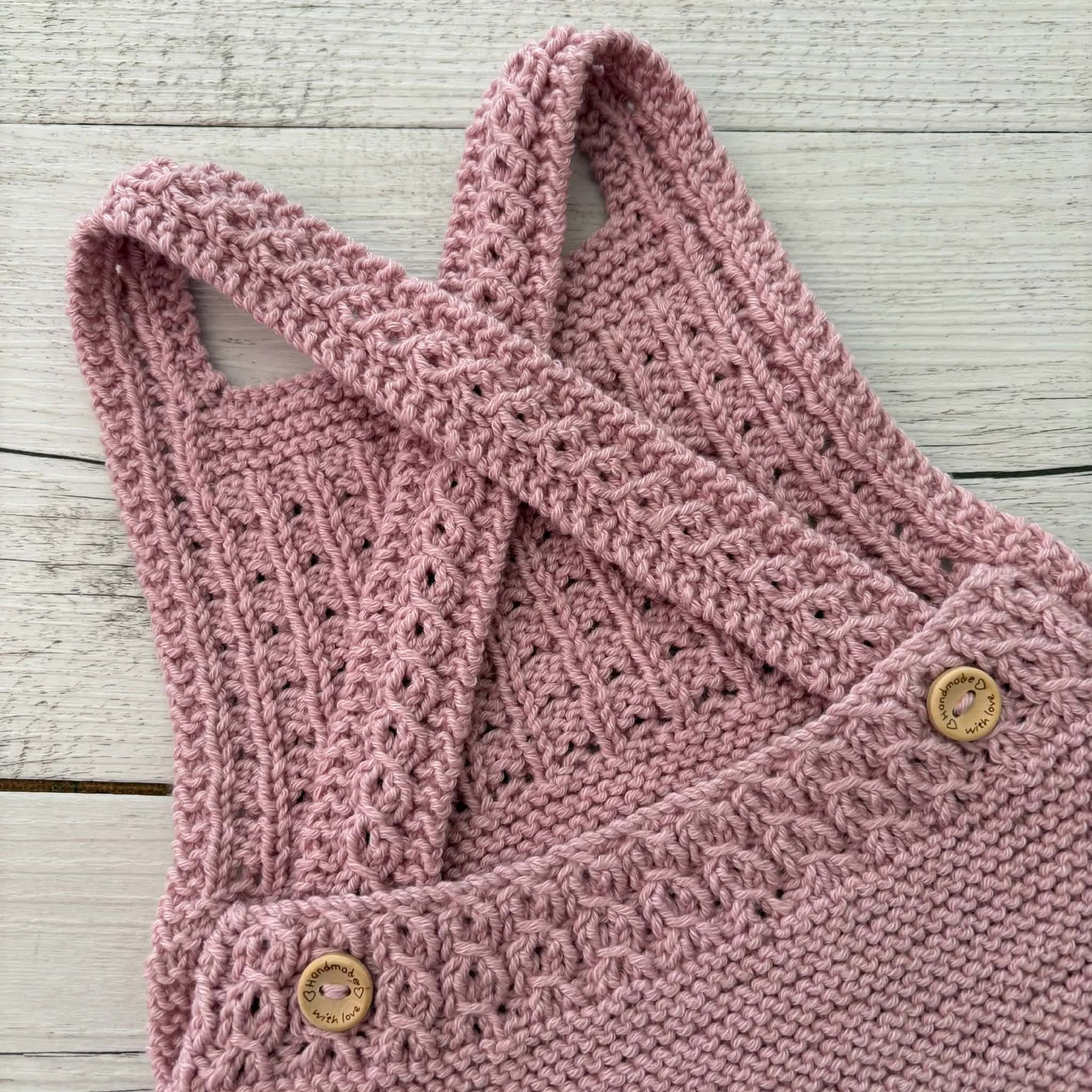 Baby Romper with Mock Cable Front and Straps