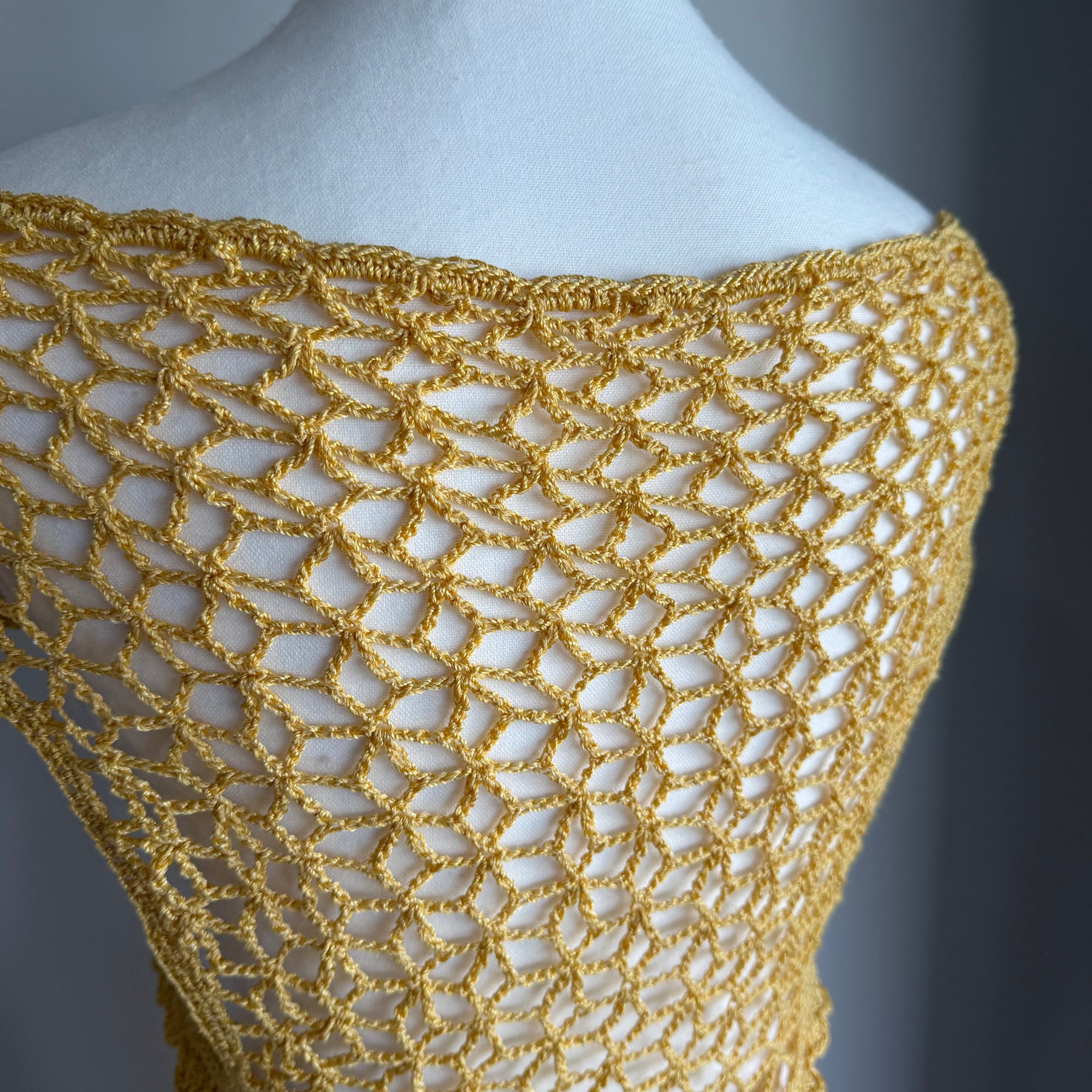 Golden Lace Crochet Dress